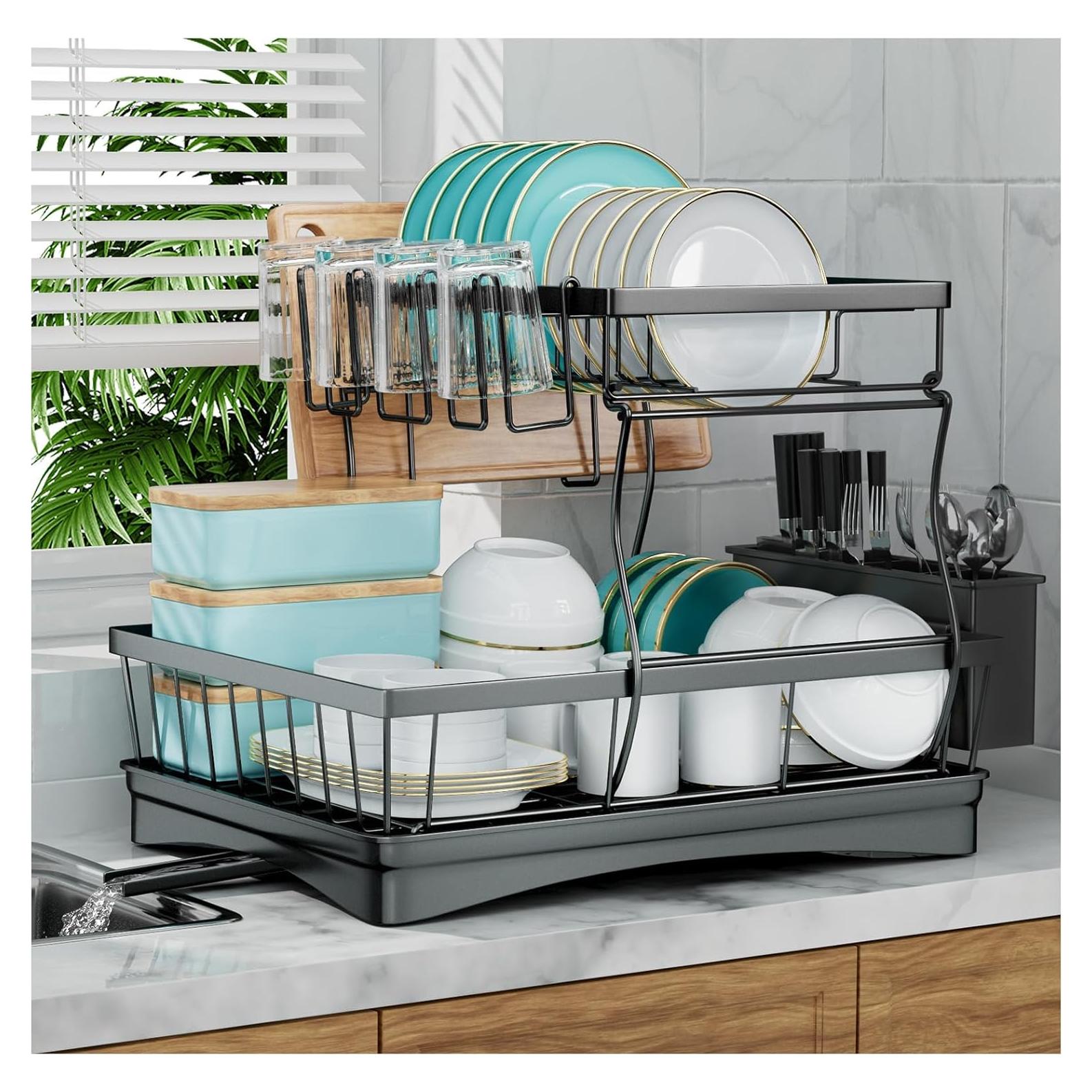 Escurridor de Platos 2 Niveles 7 Code Negro Desmontable