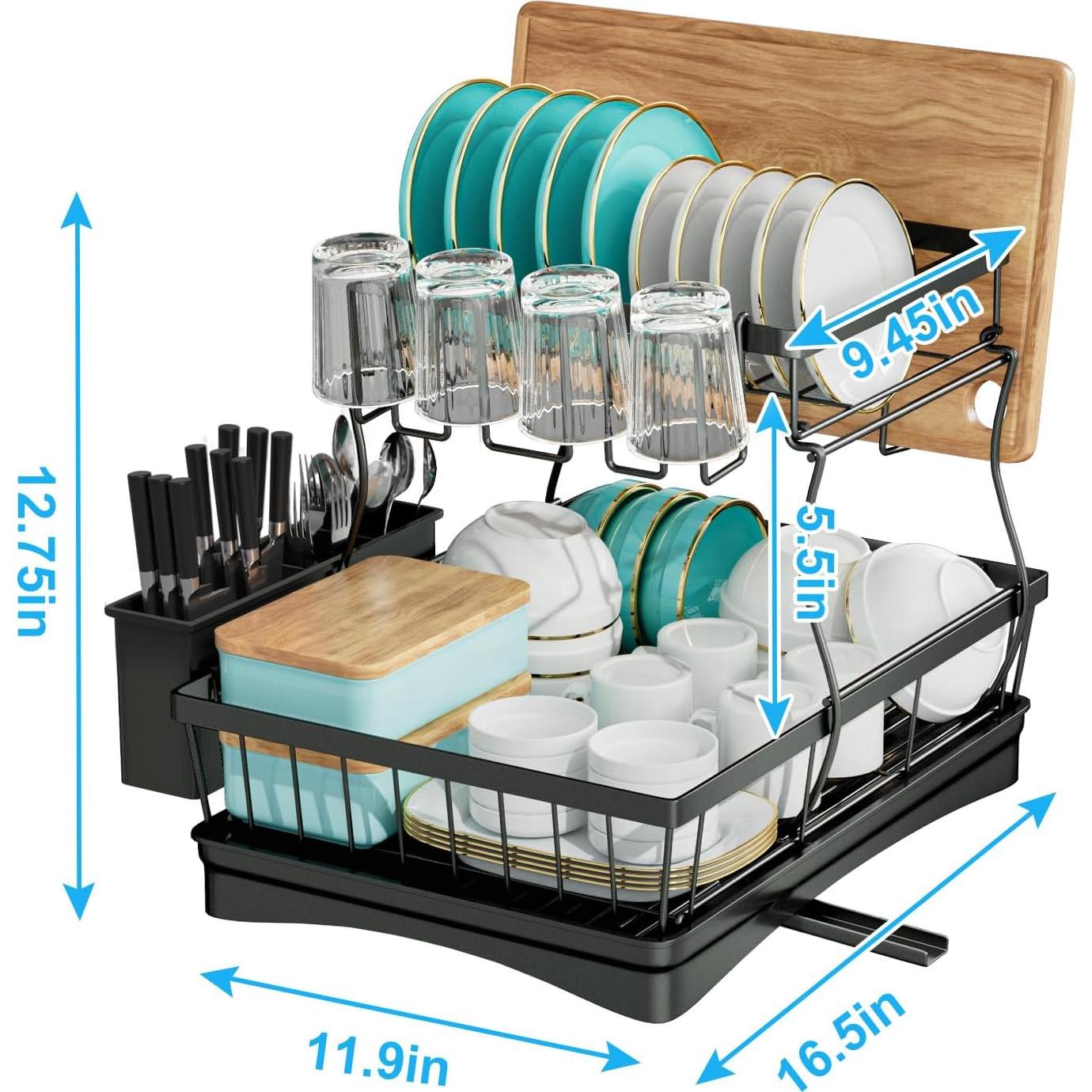 Escurridor de Platos 2 Niveles 7 Code Negro Desmontable