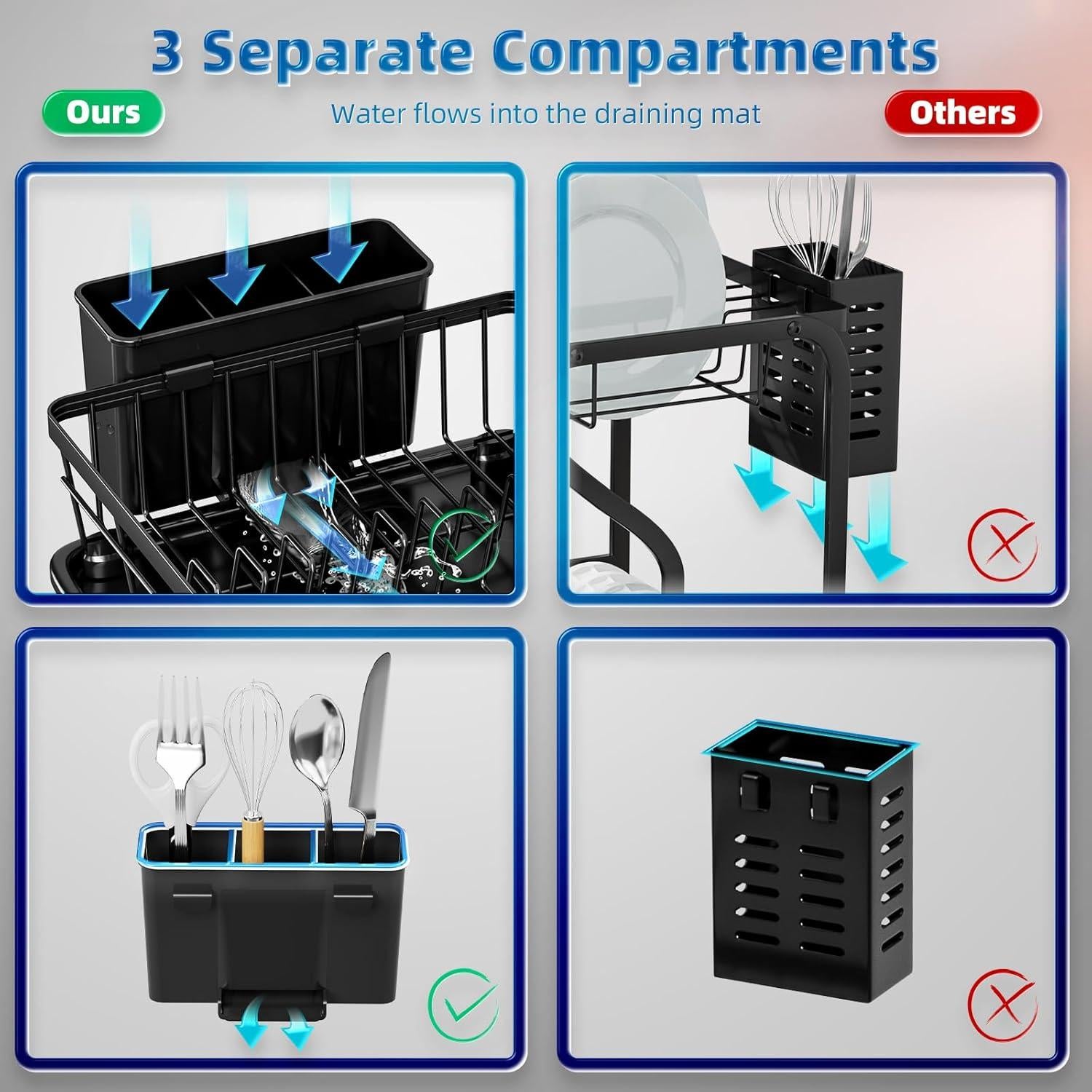 Escurridor de Platos GAOKASE Negro 27,94x38,1 cm Antioxidante