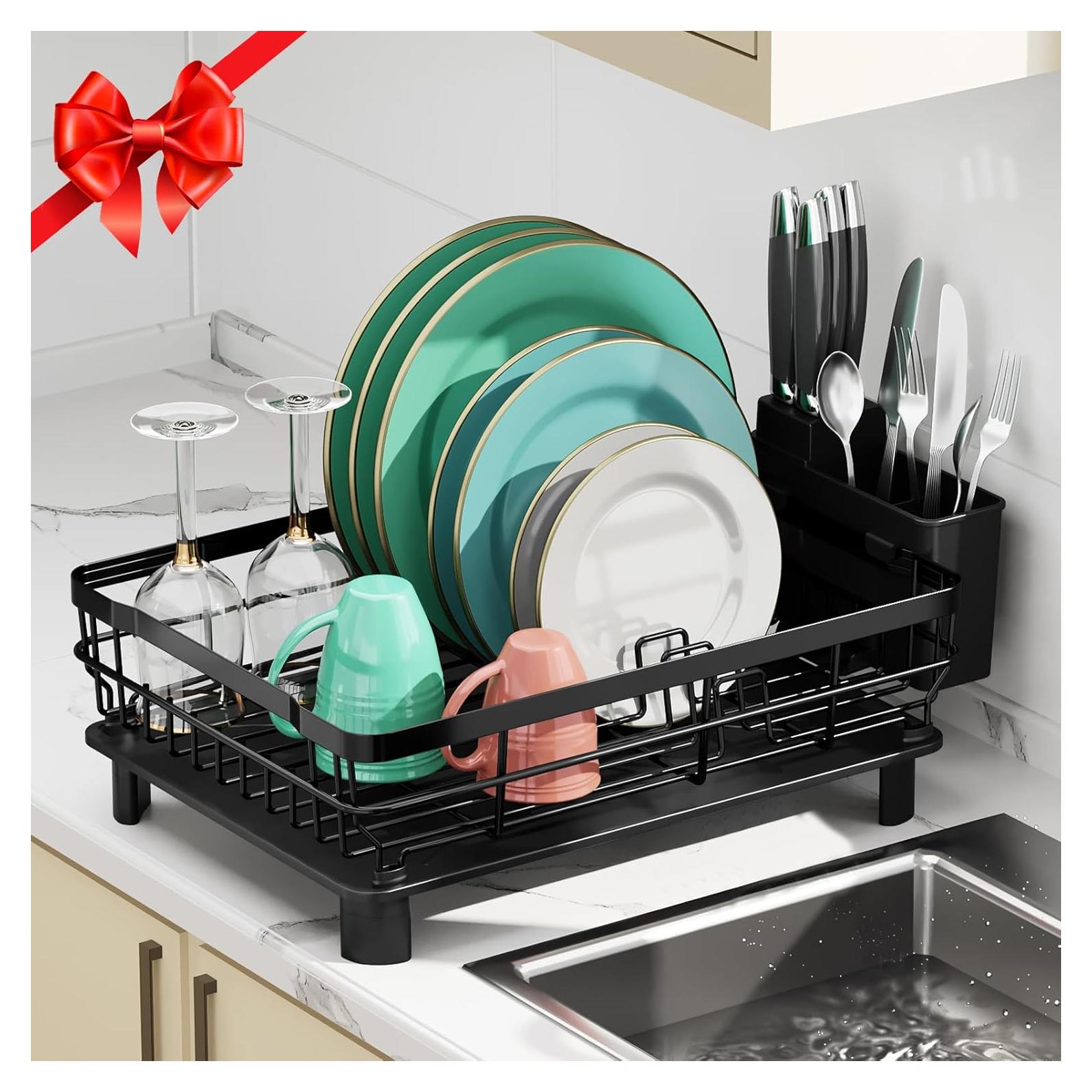 Estante Secar Platos MOUKABAL Acero Inoxidable Negro 43.5x33.5 cm