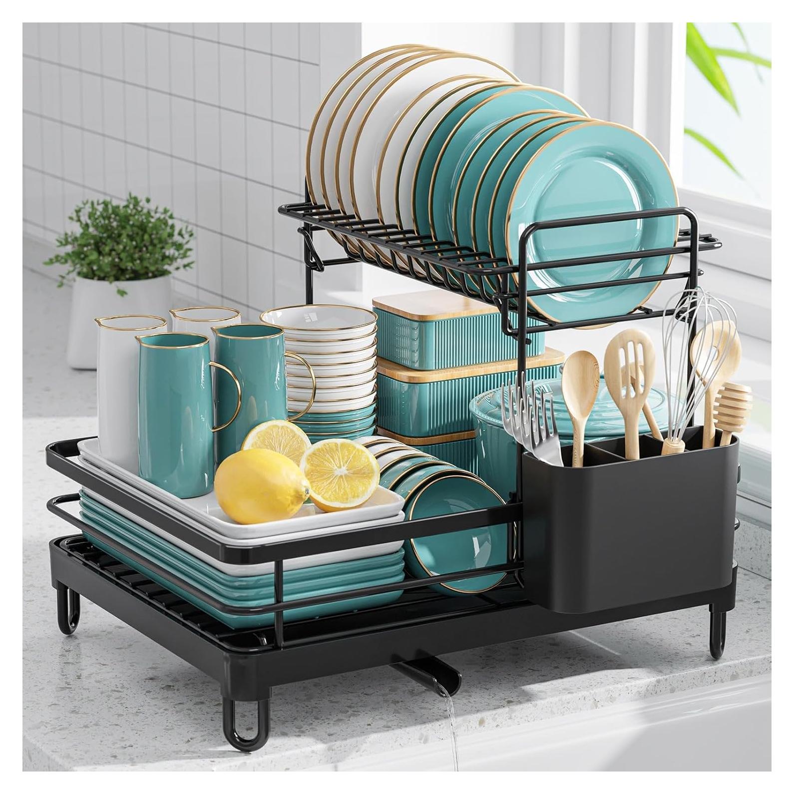 Escurridor de Platos Sakugi Acero Inoxidable 2 Niveles Negro