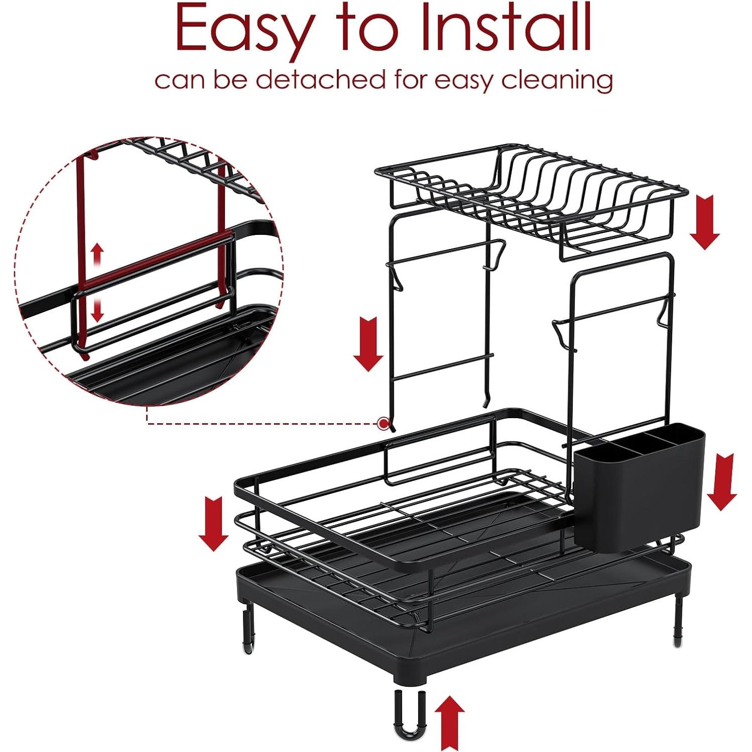 Escurridor de Platos Sakugi Acero Inoxidable 2 Niveles Negro