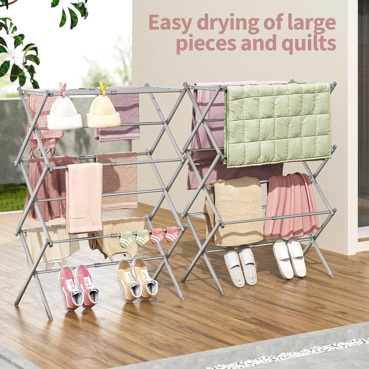 Estante Secar Ropa APEXCHASER 3 Niveles Expandible Gris