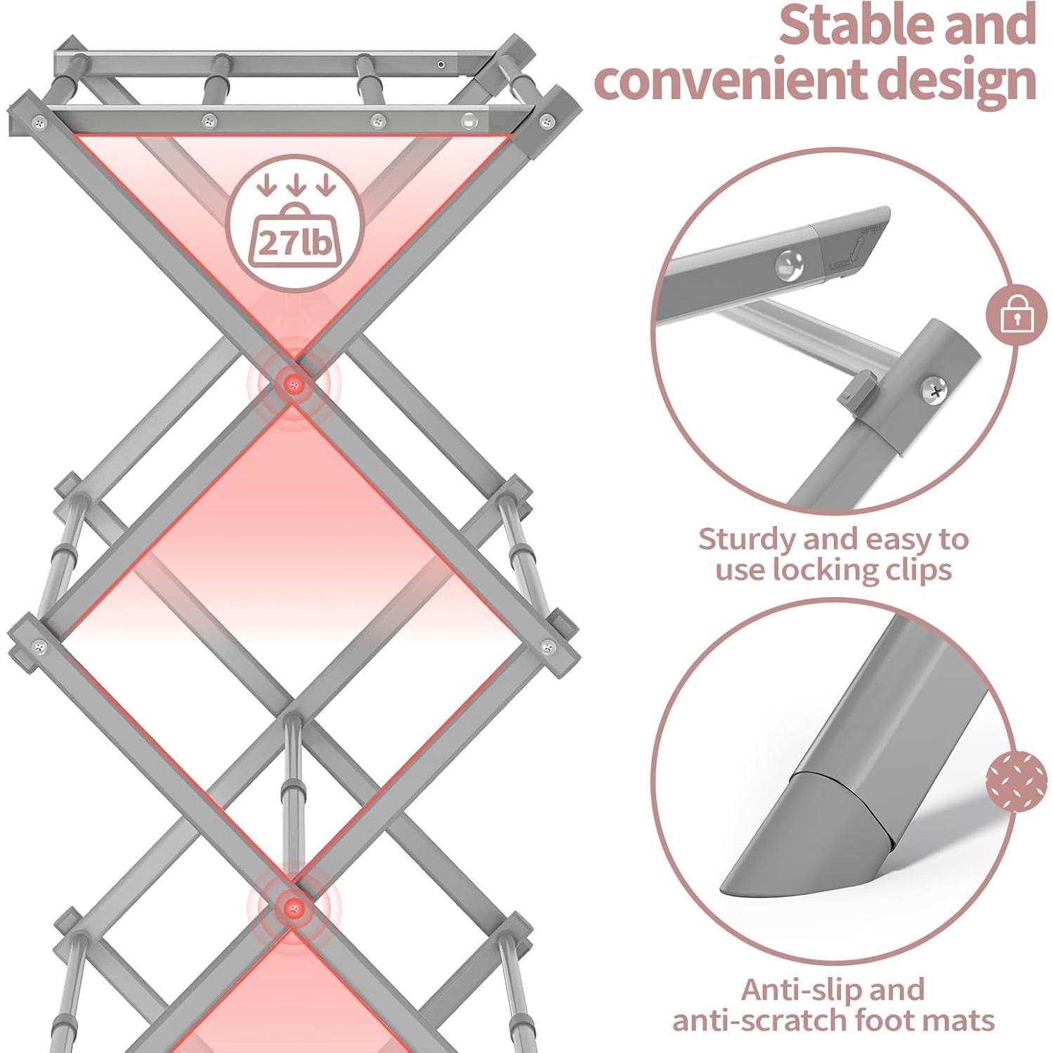 Estante Secar Ropa APEXCHASER 3 Niveles Expandible Gris
