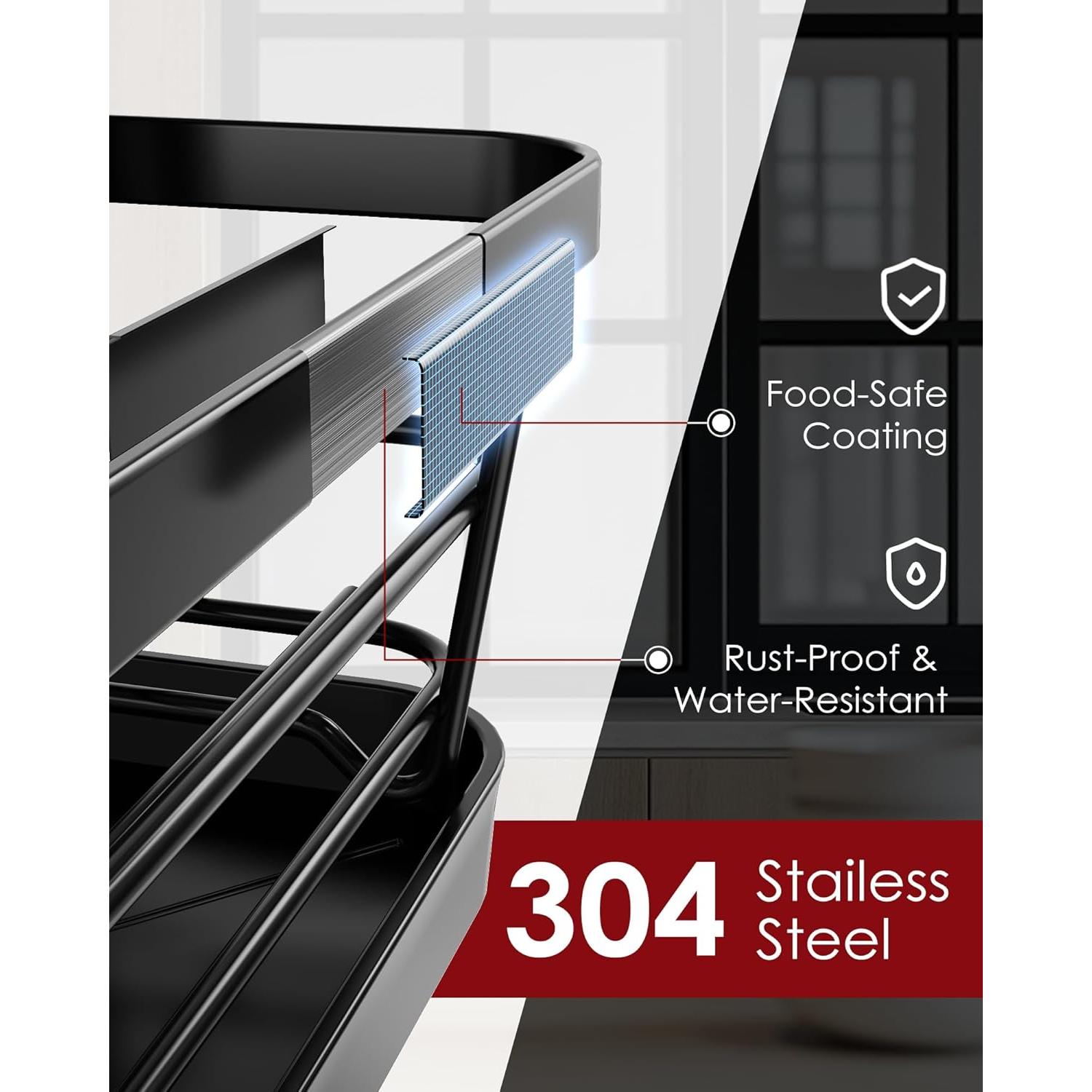 Escurridor de Platos Sakugi Acero Inoxidable Grande Negro