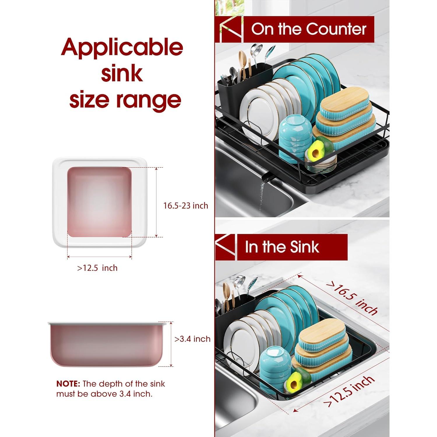 Escurridor de Platos Sakugi Acero Inoxidable Grande Negro