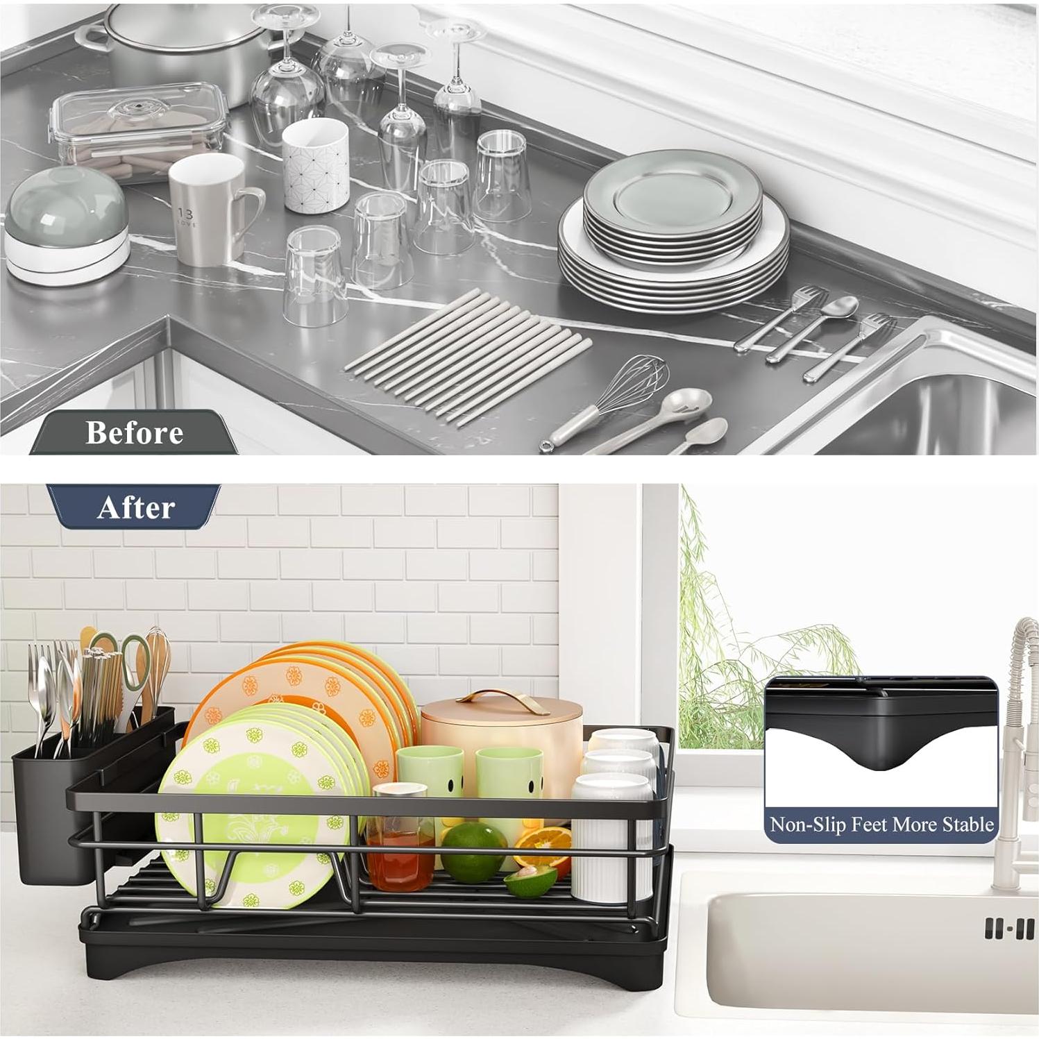 Escurridor de Platos SAYZH Acero Inoxidable Negro 42,4x29,9cm