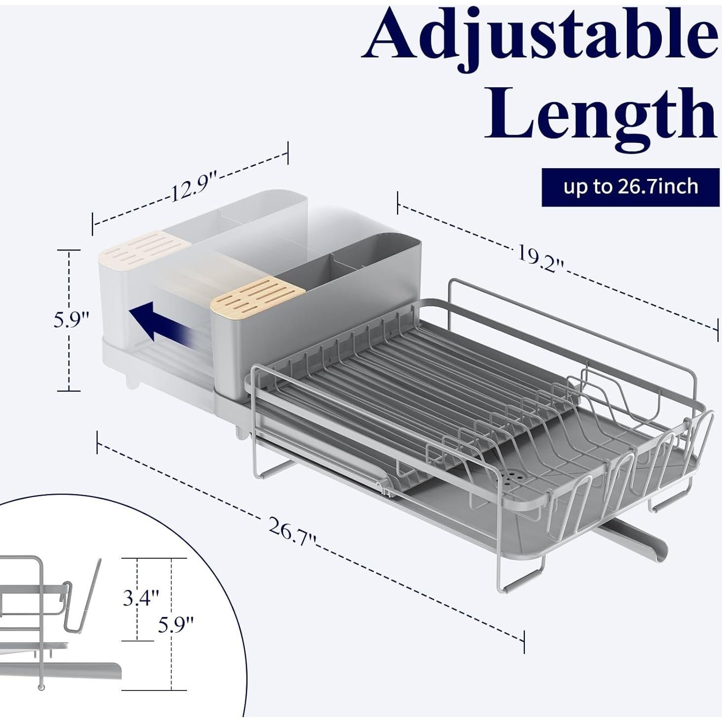 Estante Secar Platos Kitsure Expandible Gris 32,77x48,77 cm