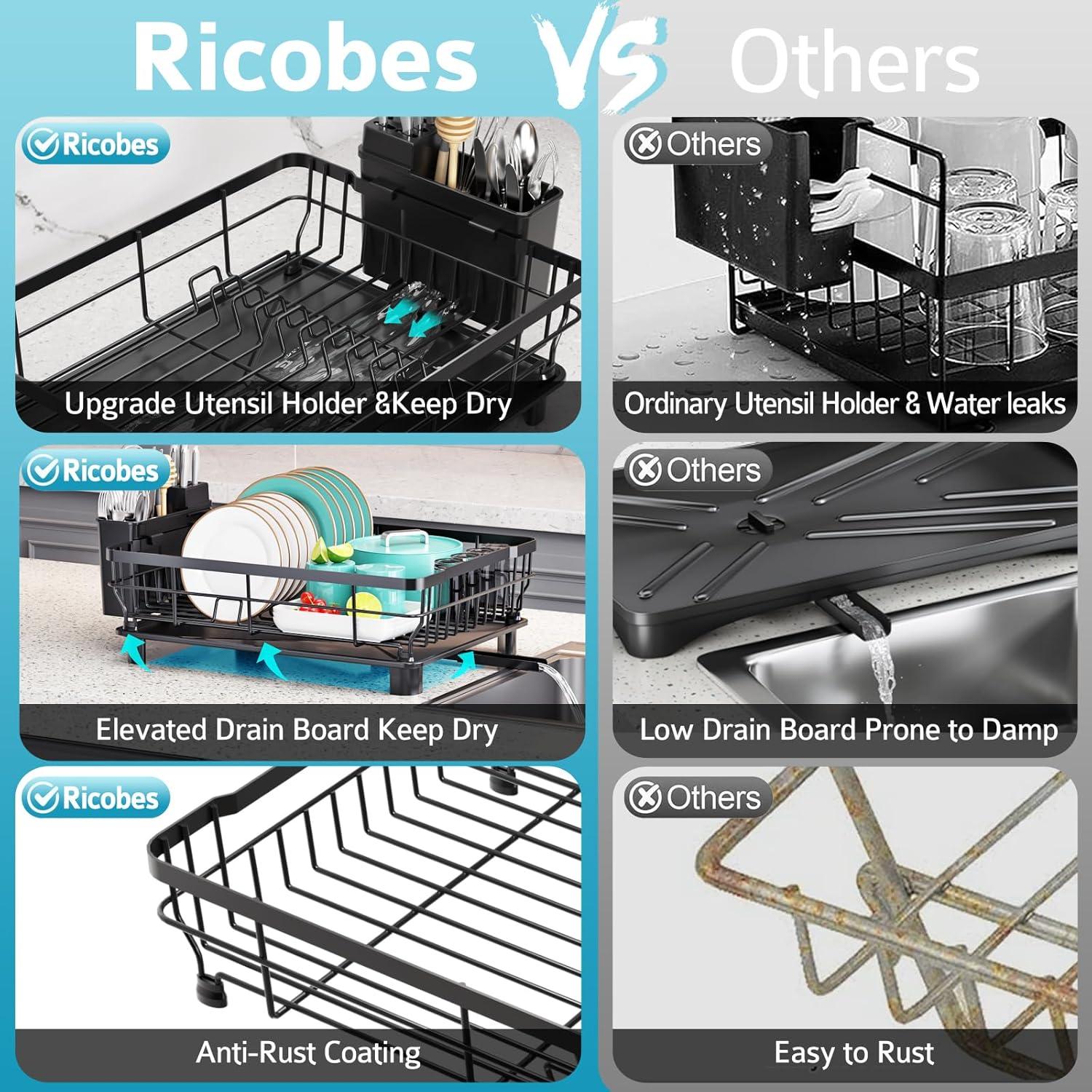 Escurridor de Platos Ricobes 1 Nivel Negro Ahorra Espacio