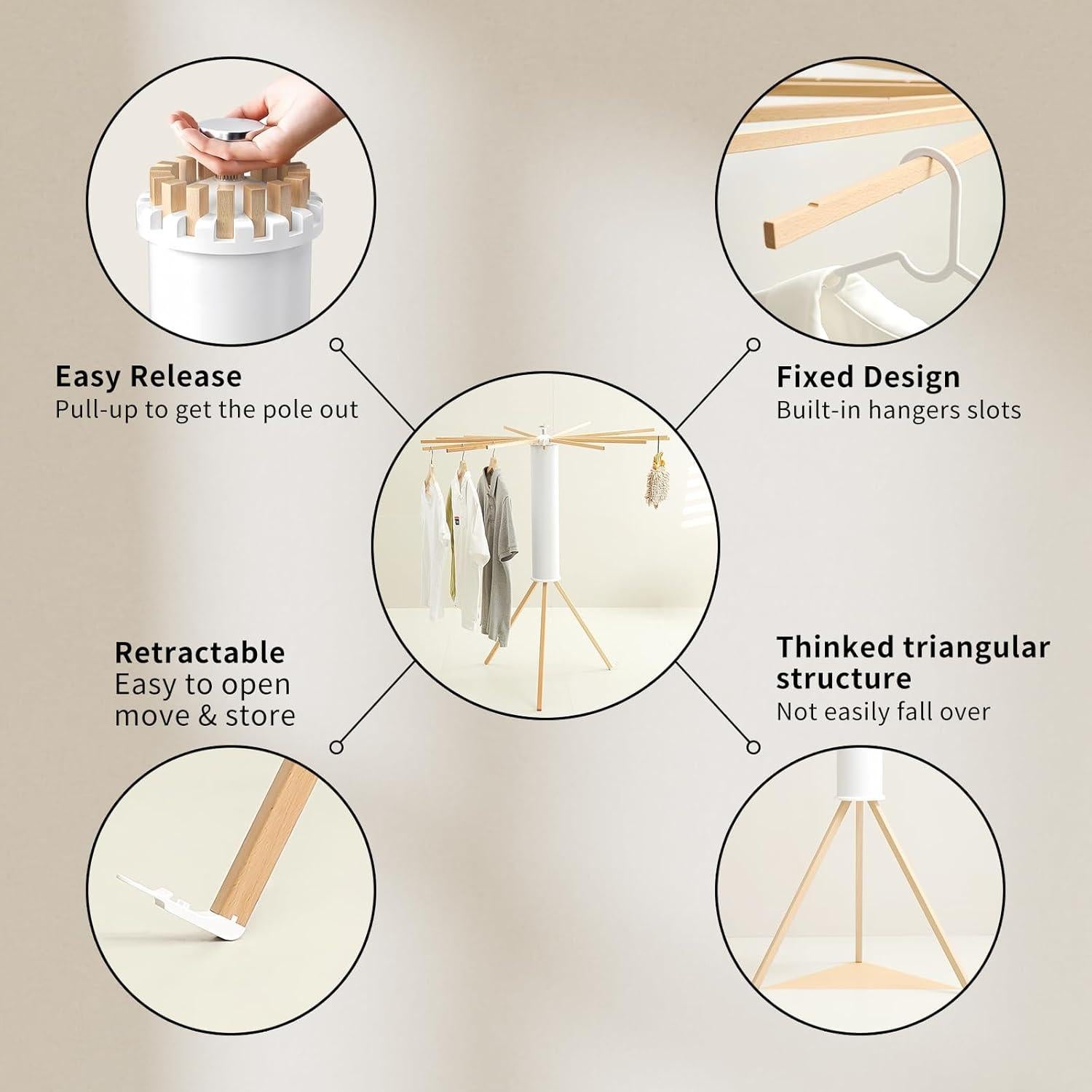 Soporte para Secar Ropa Plegable RFOUO Tripode 16 Varillas
