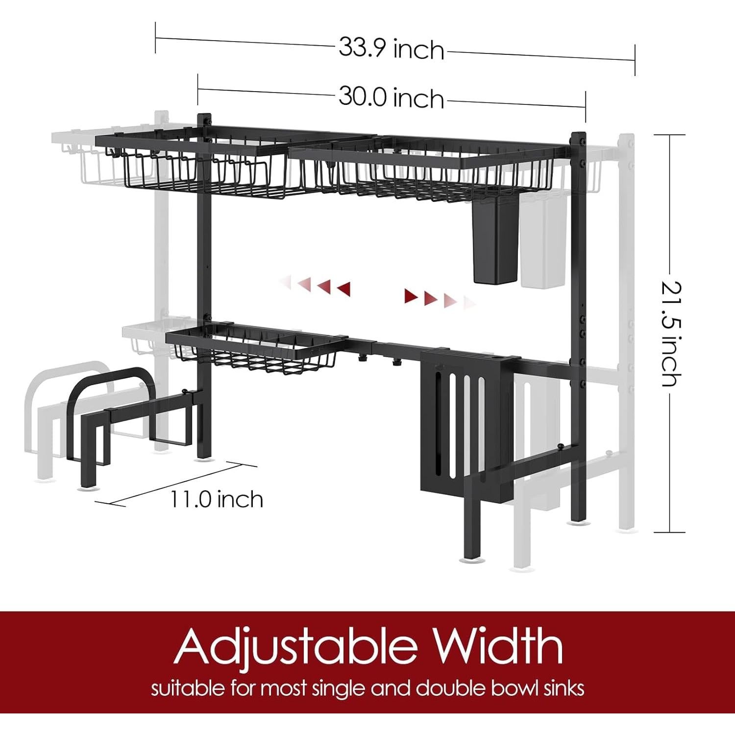 Escurridor de Platos Sakugi Acero Inoxidable Ajustable Negro