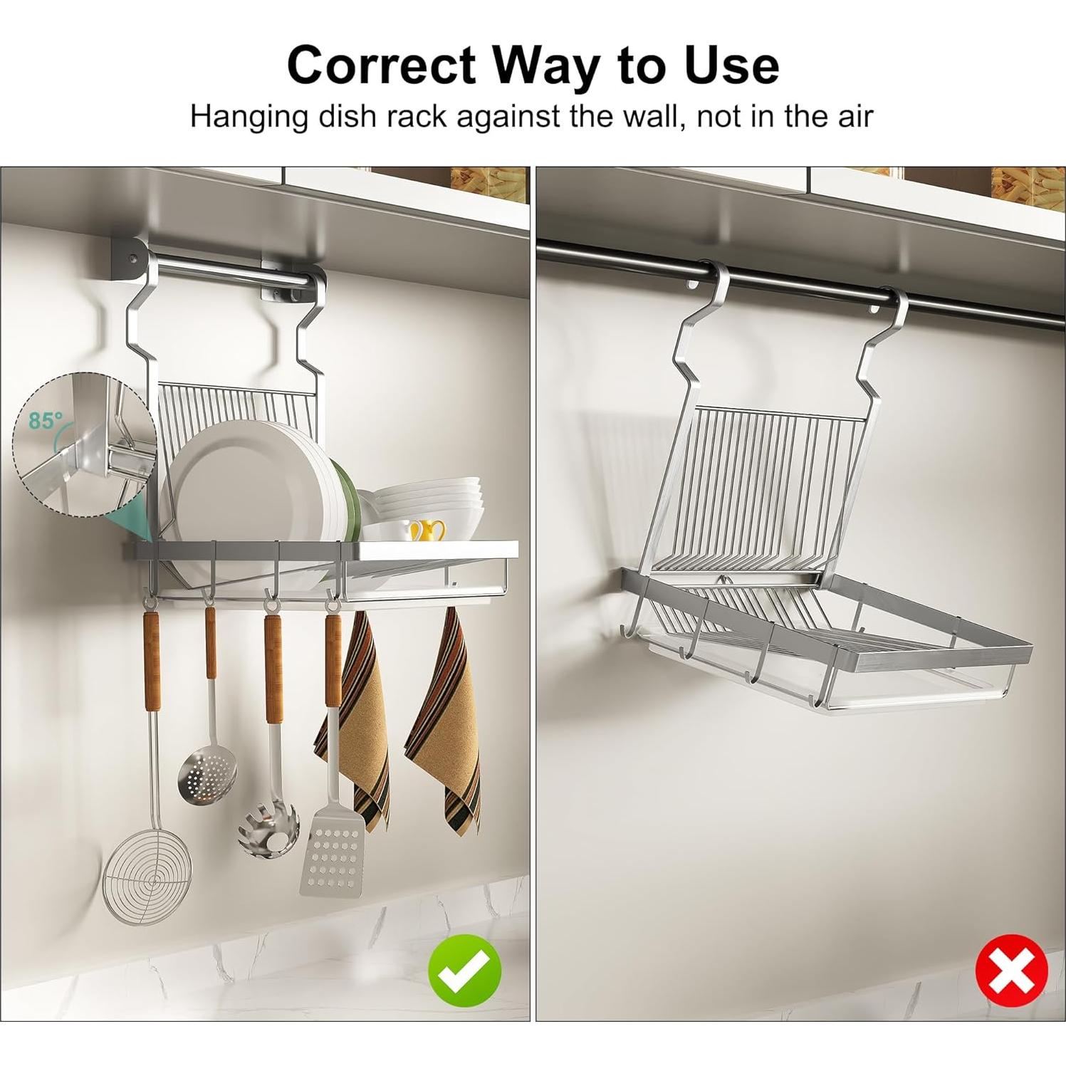 Escurridor de Platos TQVAI Acero Inoxidable Plegable 40,96 cm