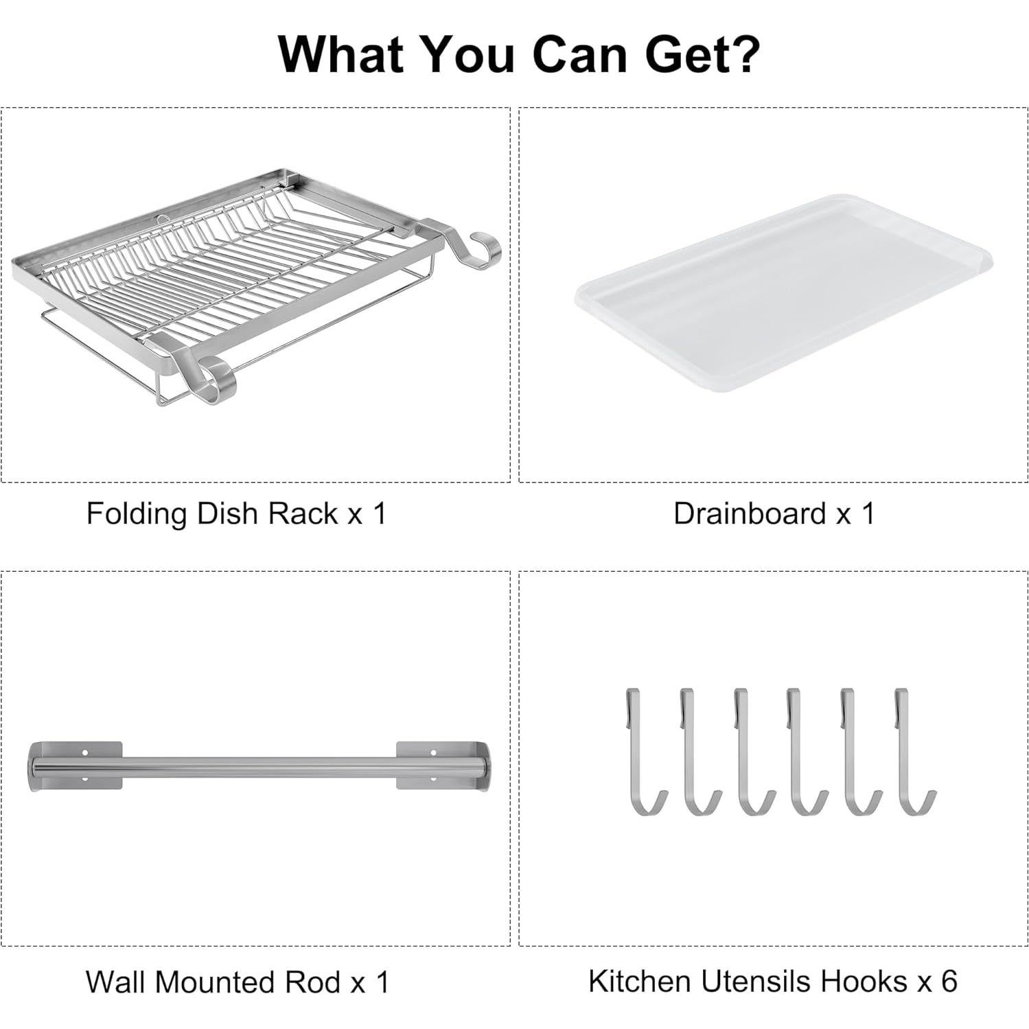 Escurridor de Platos TQVAI Acero Inoxidable Plegable 40,96 cm