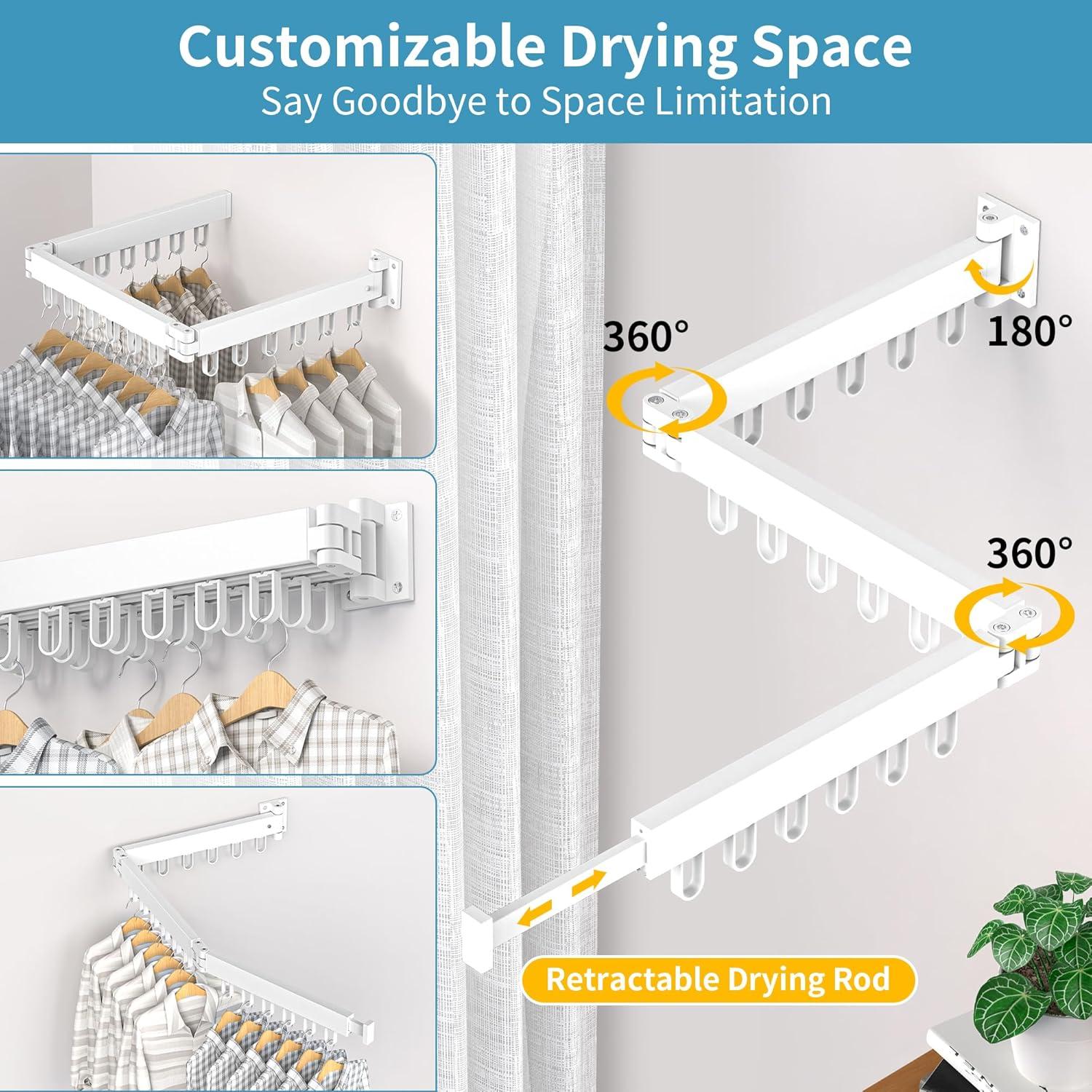 Perchero Plegable Hleelomi Blanco para Secar Ropa 18 Ganchos