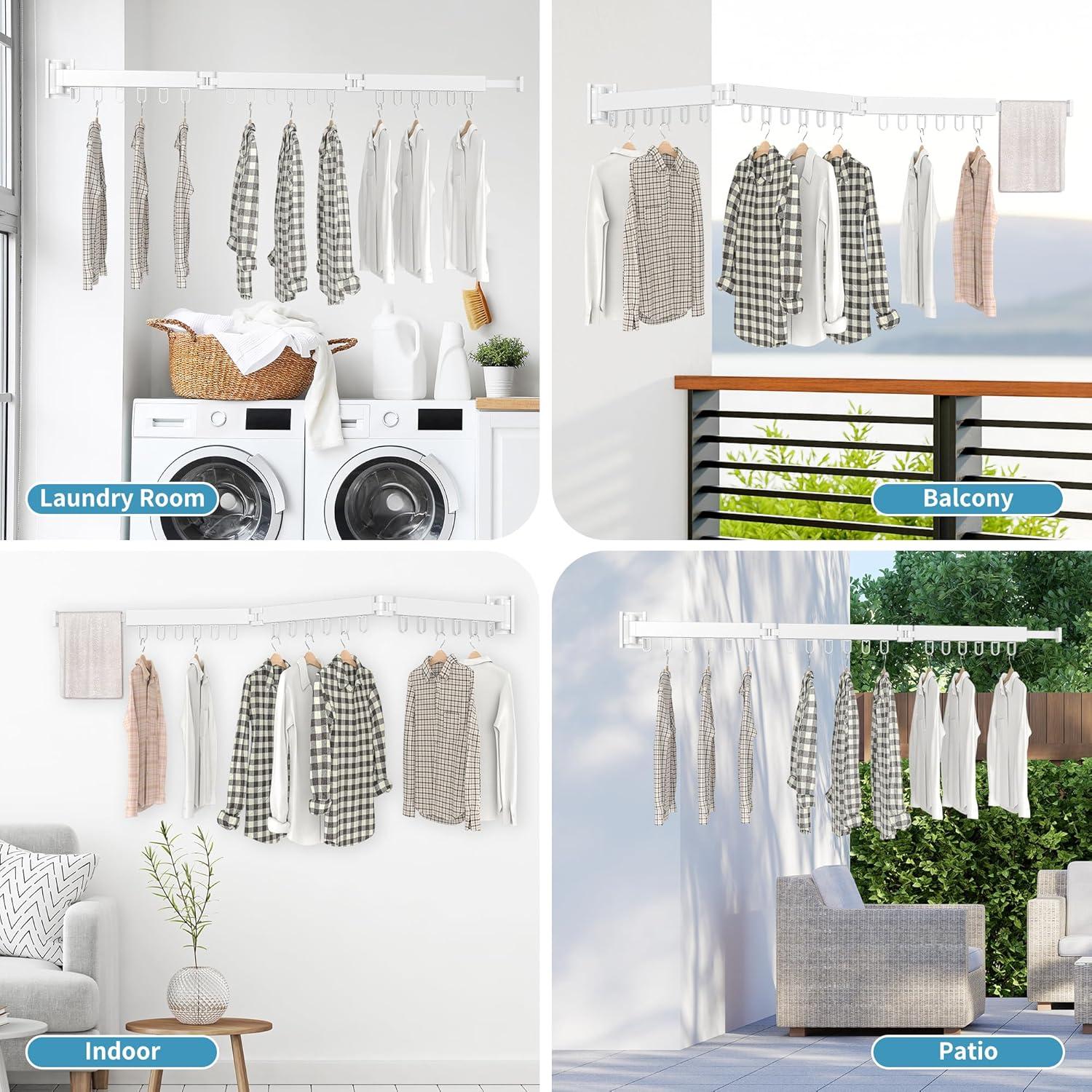 Perchero Plegable Hleelomi Blanco para Secar Ropa 18 Ganchos