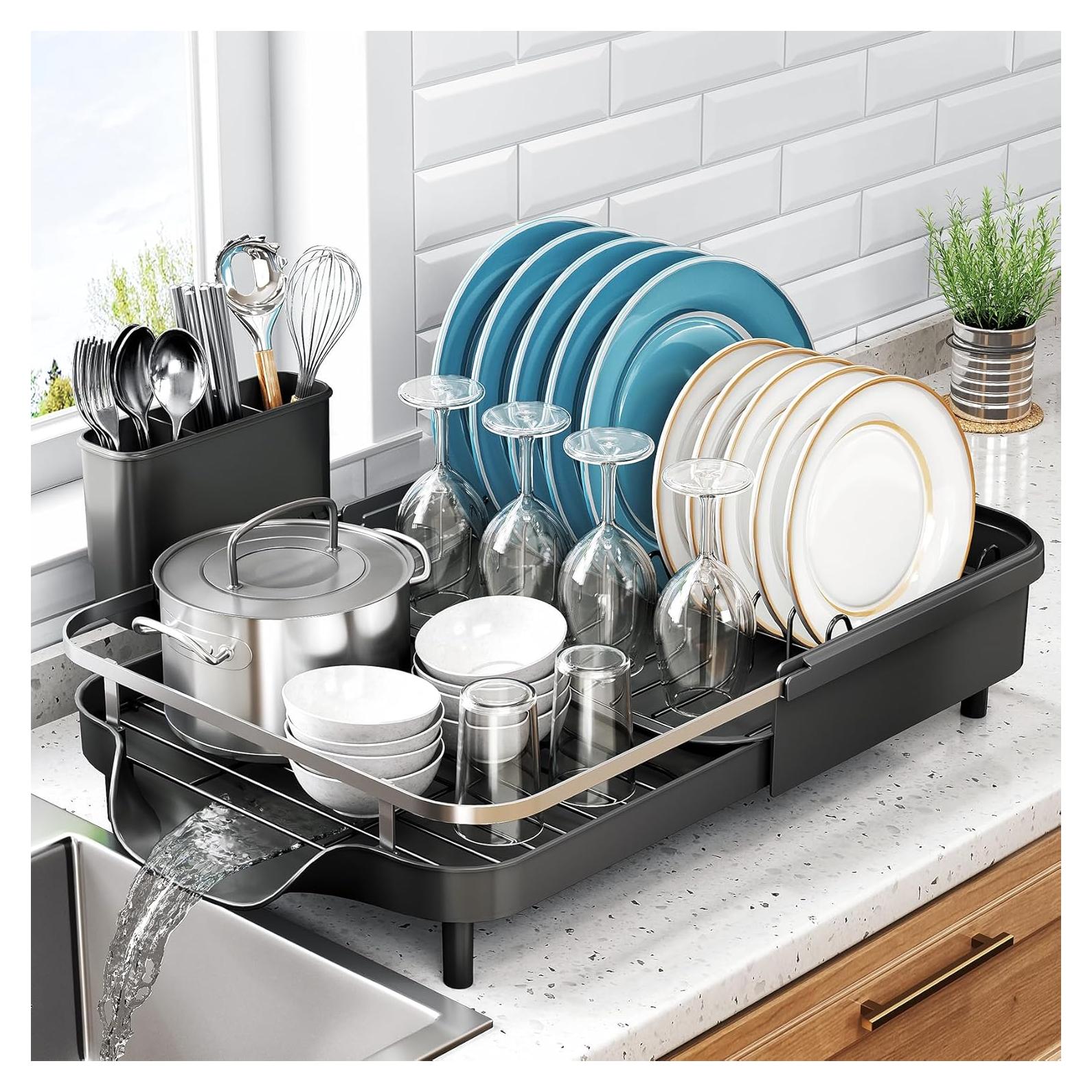 Escurridor de Platos Expandible SNTD Acero Inoxidable Negro