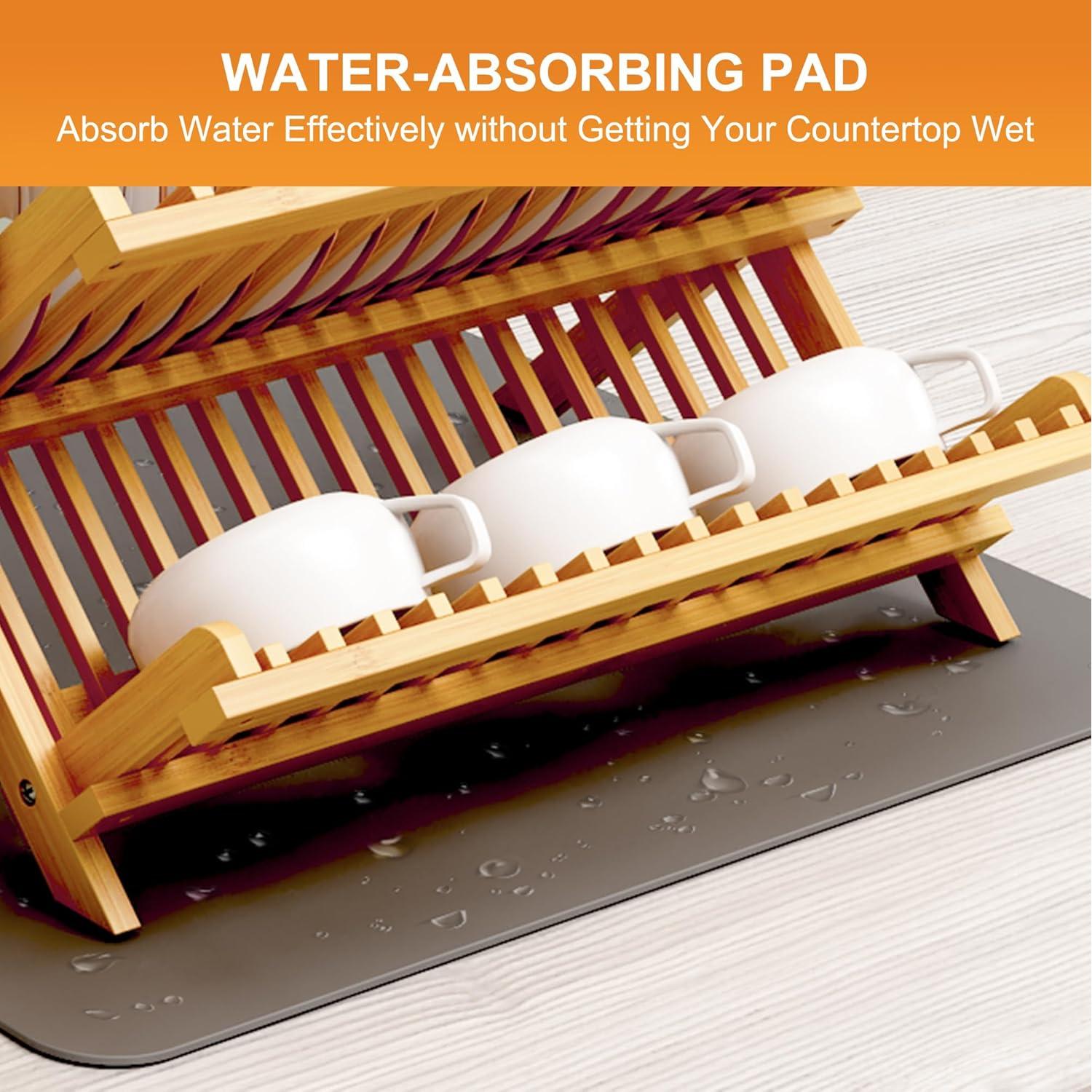 Estante de Secado de Platos Greenual 3 Niveles Bambú Natural