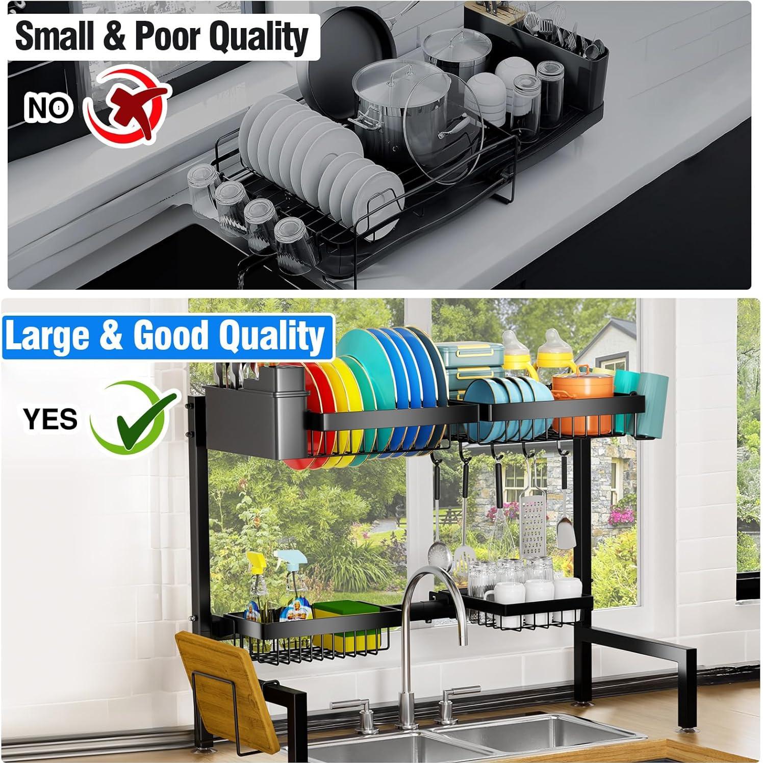Estante de Fregadero YKLSLH 4 Cestas Ajustable Negro