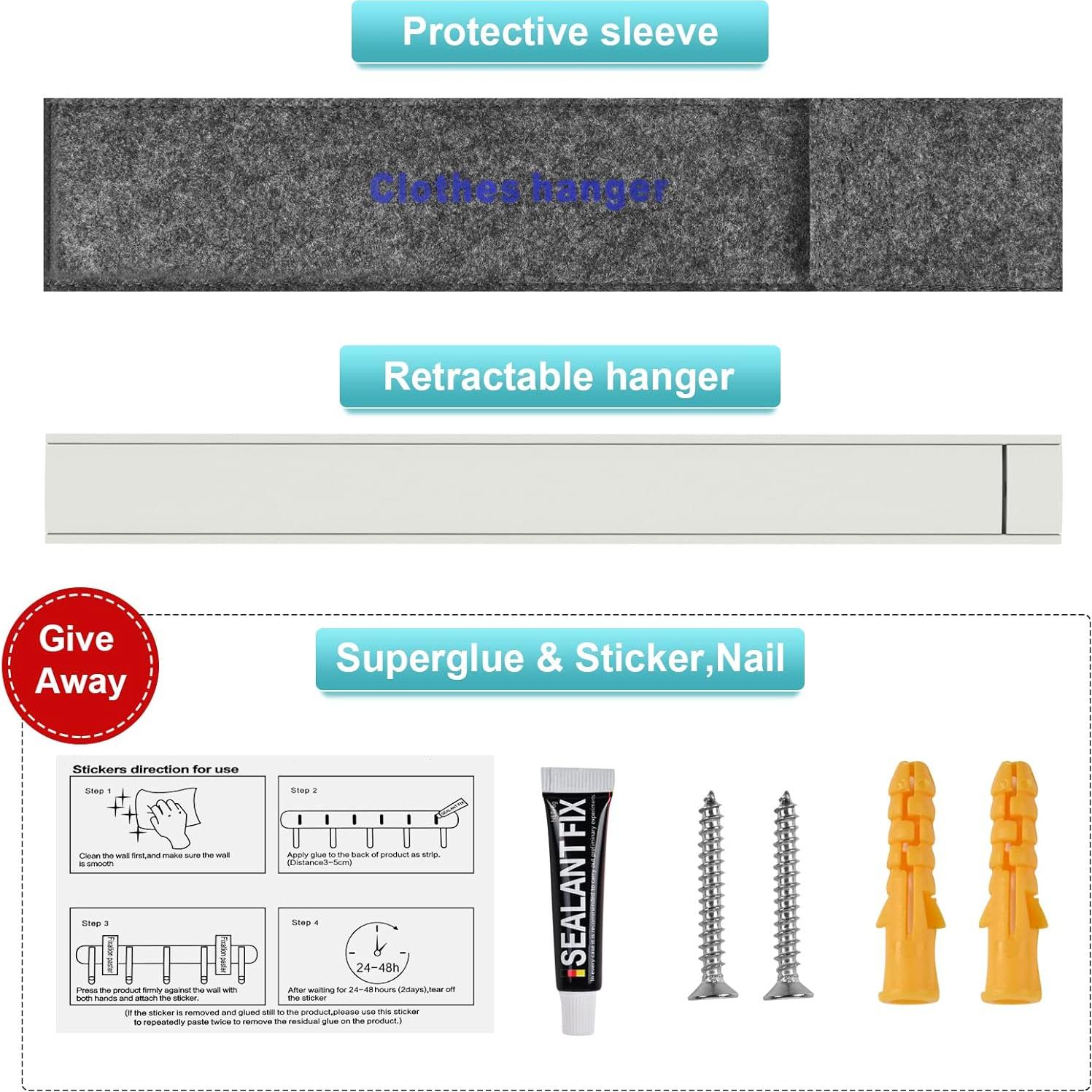 Perchero Plegable Retráctil Ithywat para Ropa 36x30 cm