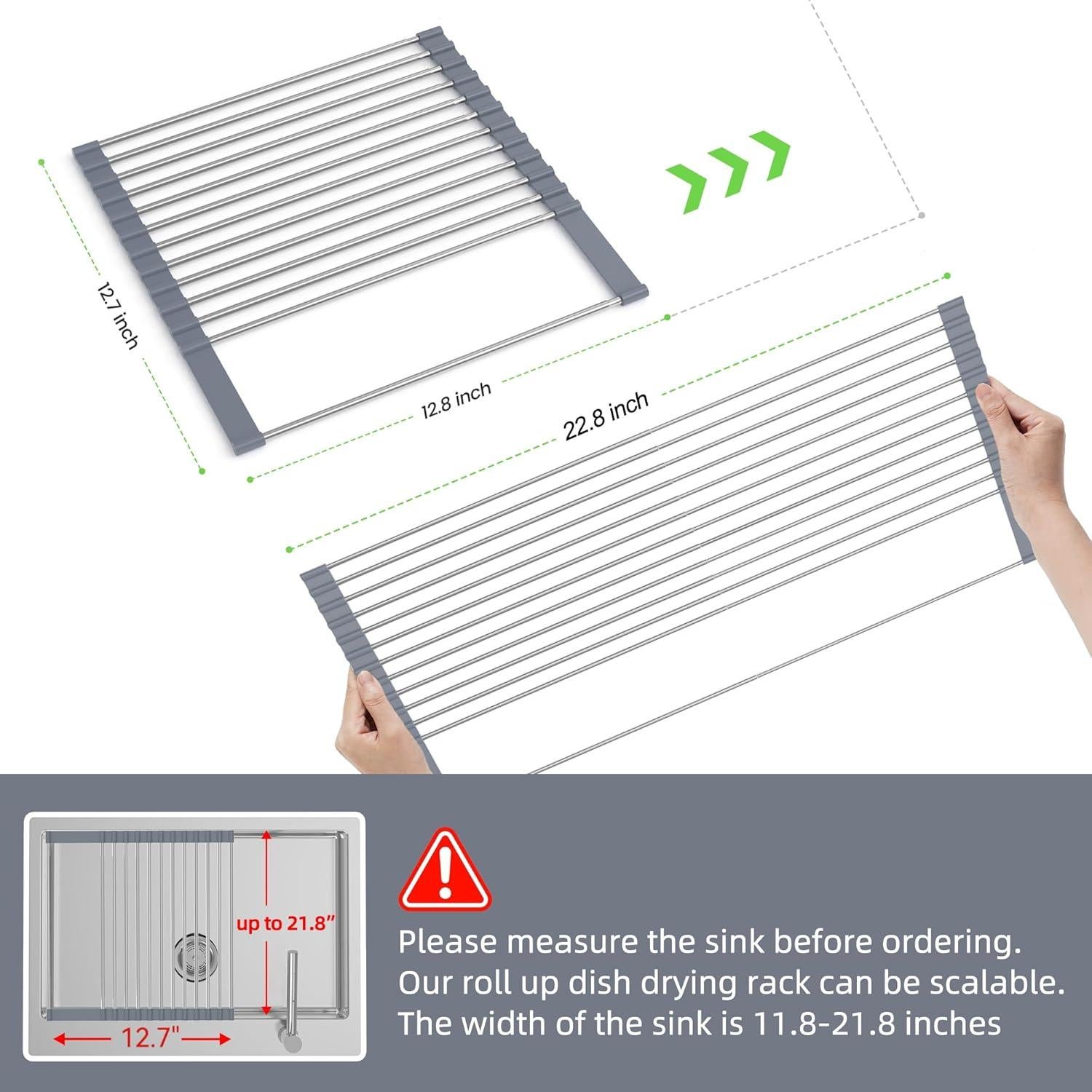 Estante de Secado de Platos Plegable BBXTYLY 57.9cm Acero Inoxidable