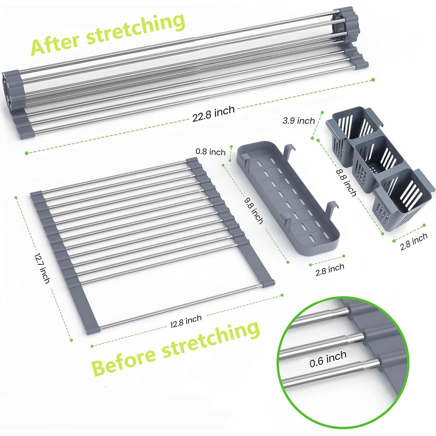 Estante de Secado de Platos Plegable BBXTYLY 57.9cm Acero Inoxidable