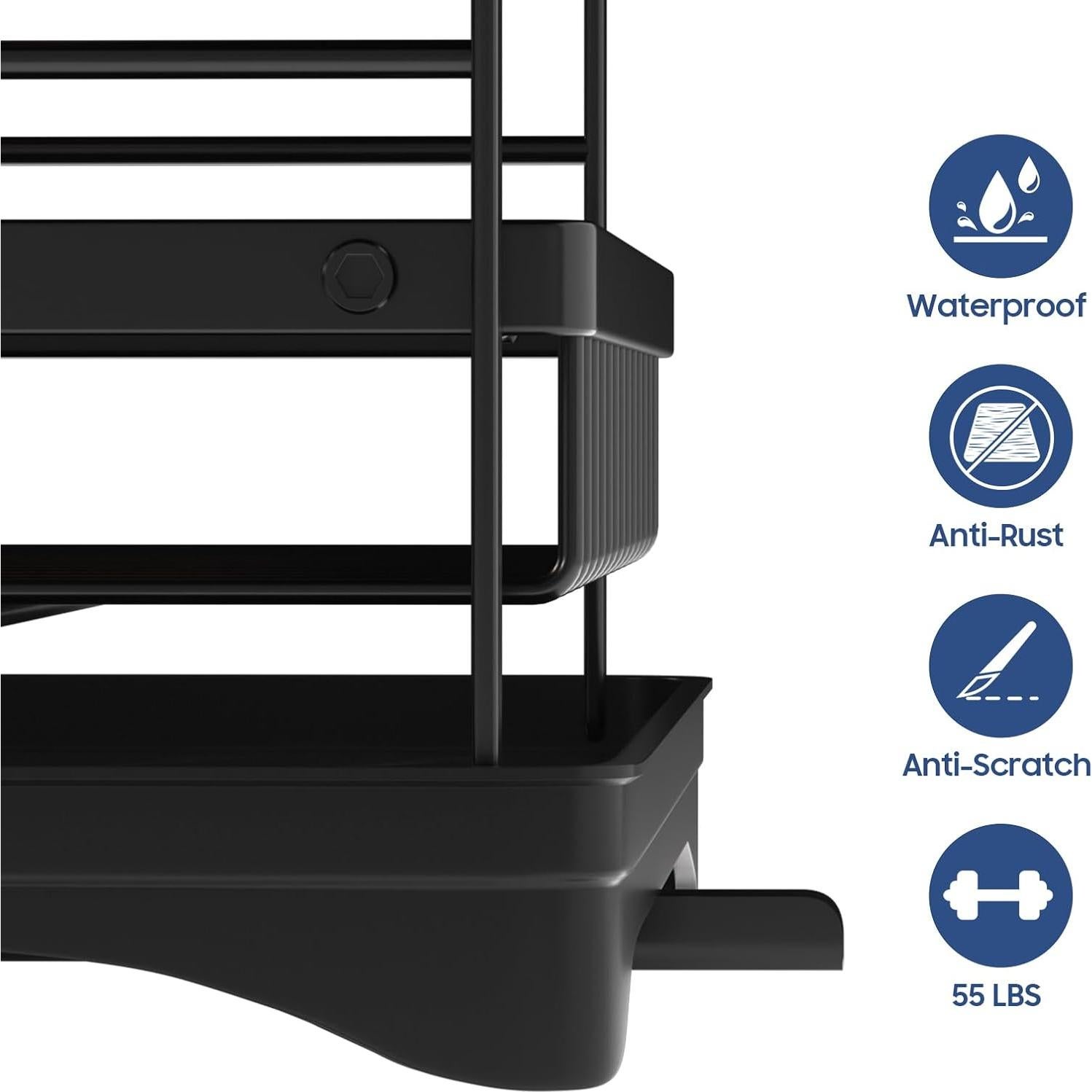 Escurridor de Platos 2 Niveles PXYHMUS Negro Acero Inoxidable