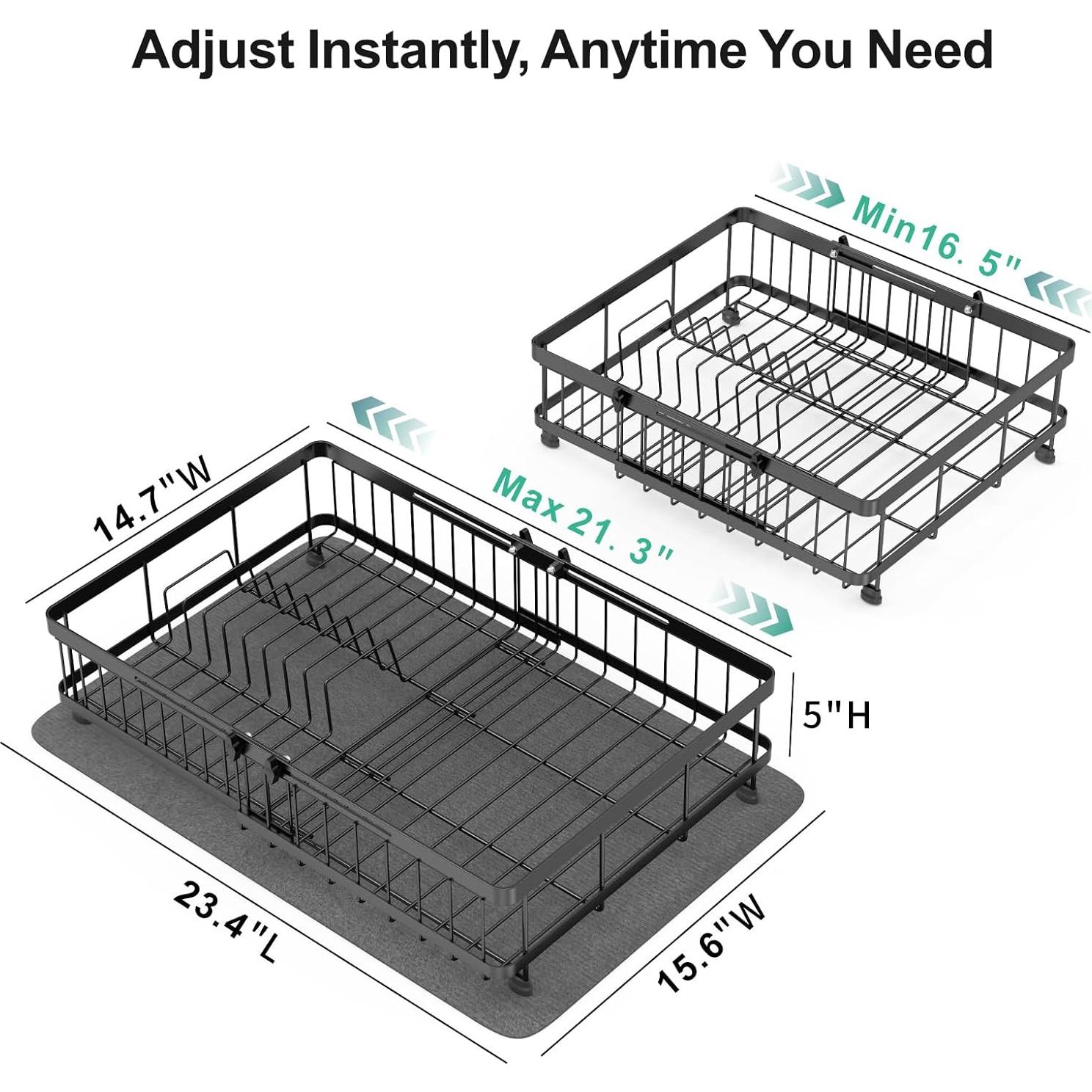 Estante de Secado de Platos GSlife Expandible 16.5-21.3" Negro