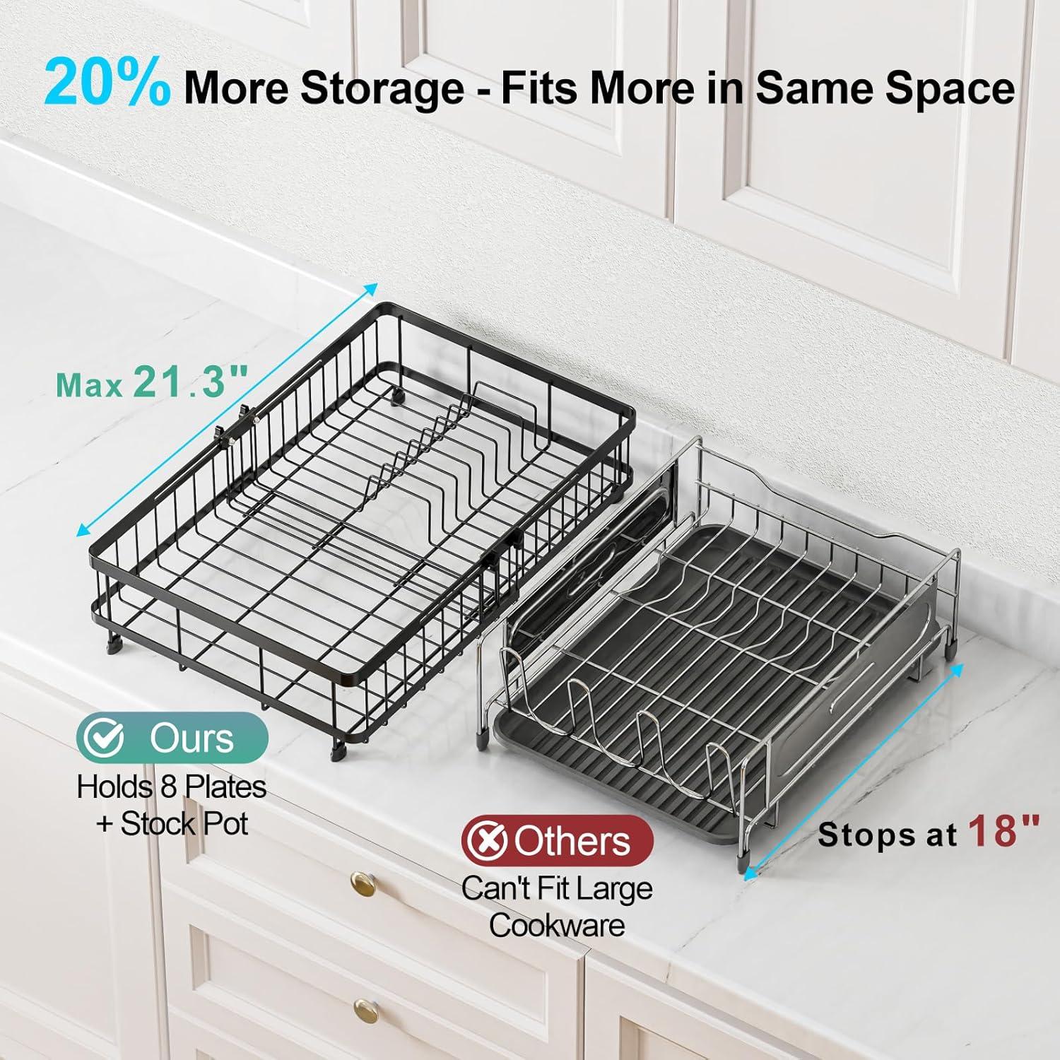 Estante de Secado de Platos GSlife Expandible 16.5-21.3" Negro
