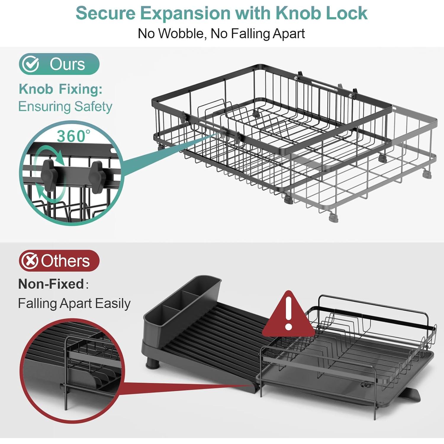 Estante de Secado de Platos GSlife Expandible 16.5-21.3" Negro