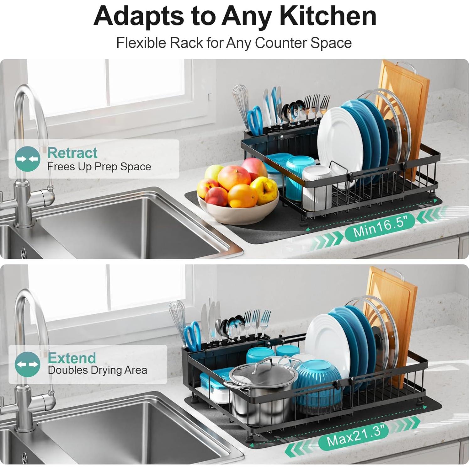 Estante de Secado de Platos GSlife Expandible 16.5-21.3" Negro