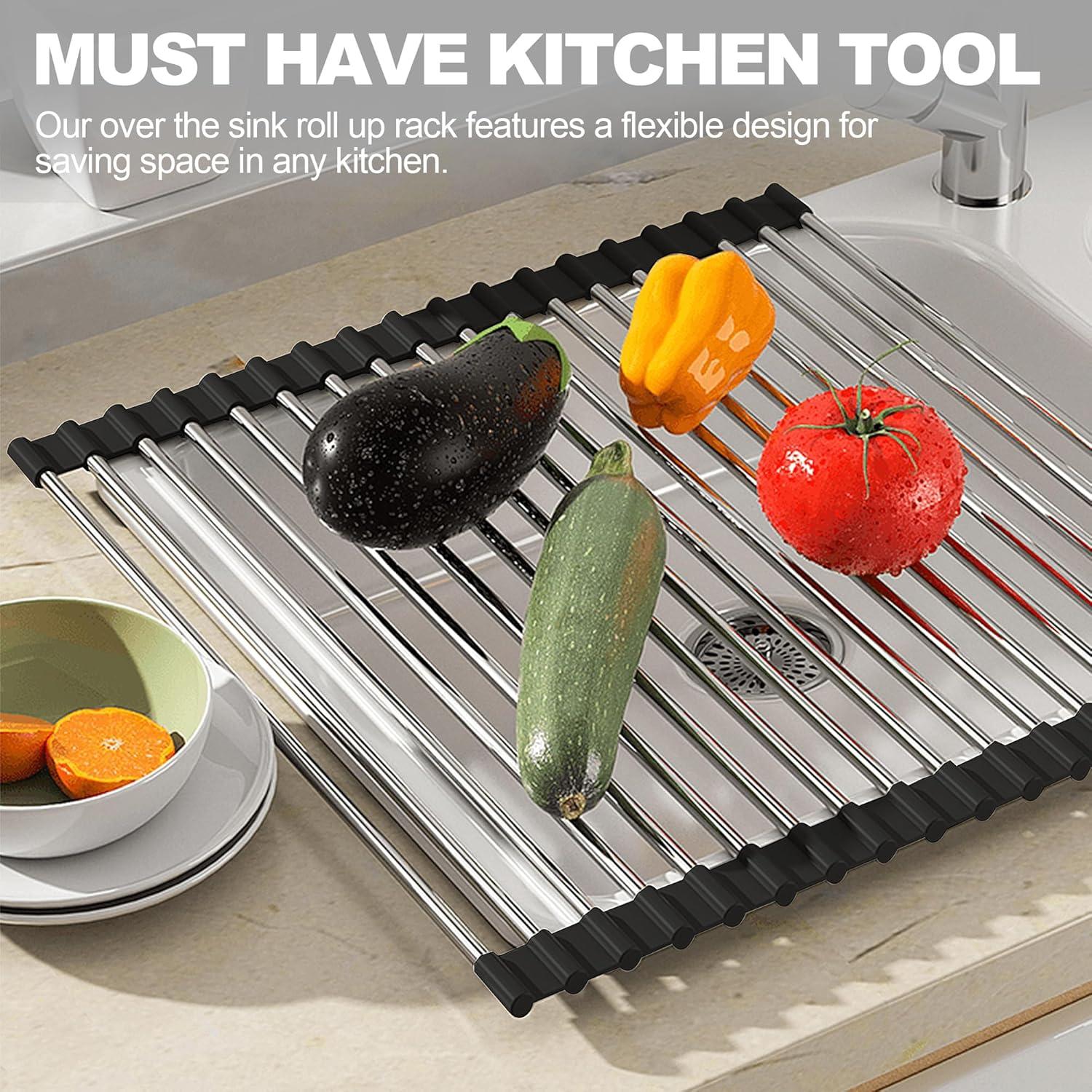 Estante para Secar Platos NEZUIBAN Enrollable 43,69x39,88cm Negro