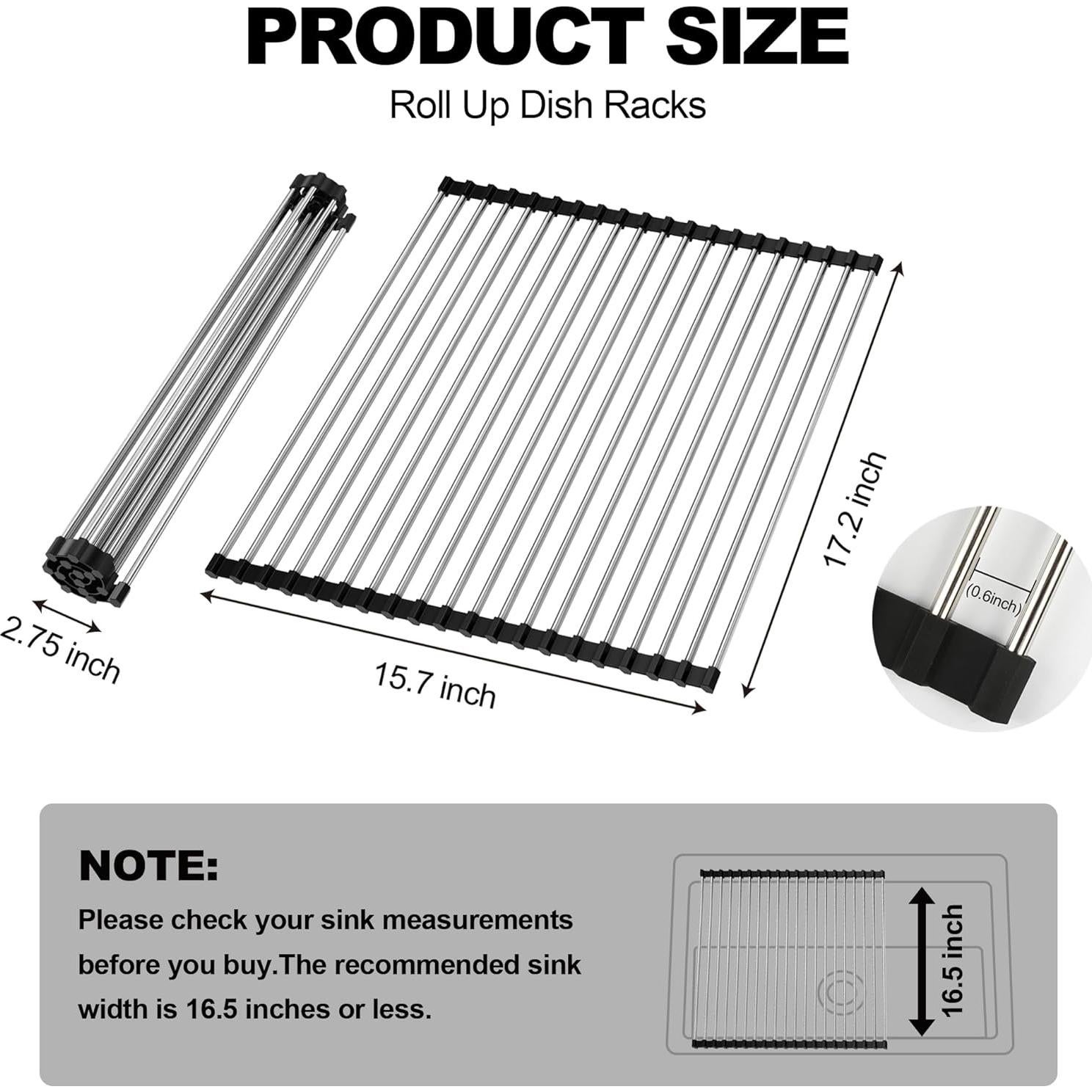 Estante para Secar Platos NEZUIBAN Enrollable 43,69x39,88cm Negro