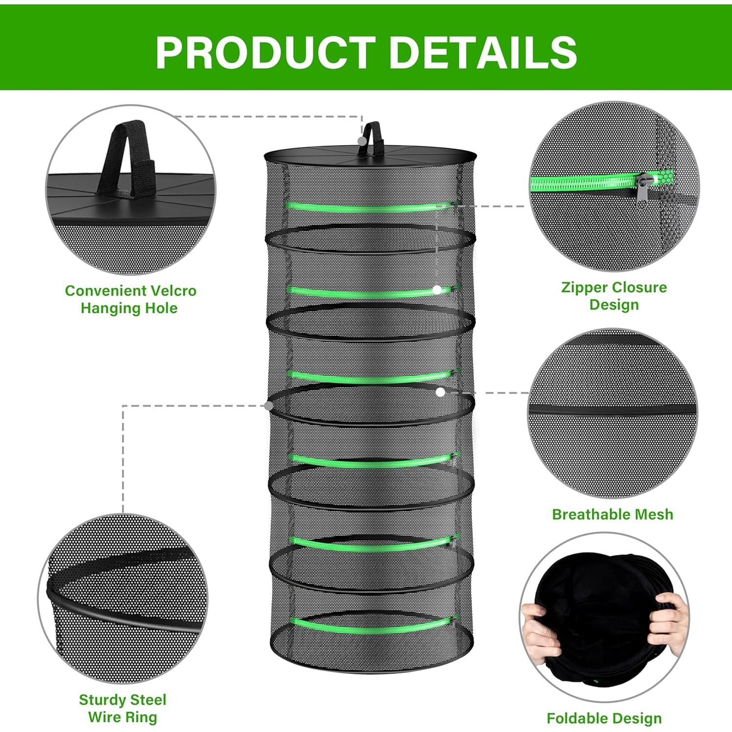 Estante Plegable de Malla iPower 60,96 cm 6 Capas Secado Hierbas