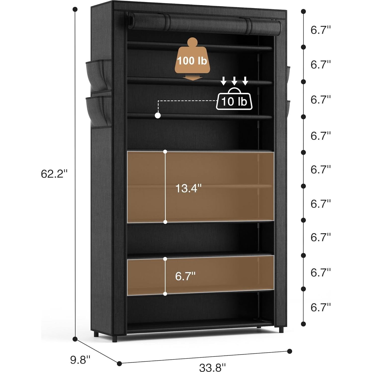 Estante para zapatos LANTEFUL 10 niveles 40 pares negro