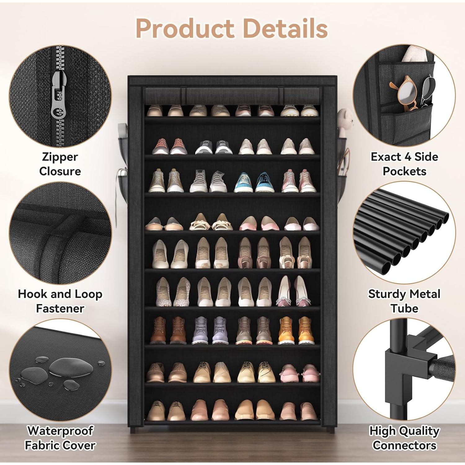 Estante para zapatos LANTEFUL 10 niveles 40 pares negro