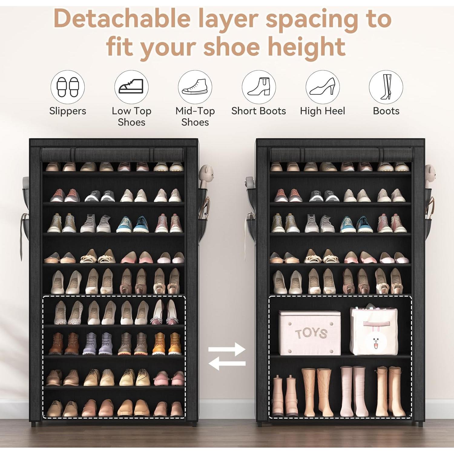 Estante para zapatos LANTEFUL 10 niveles 40 pares negro