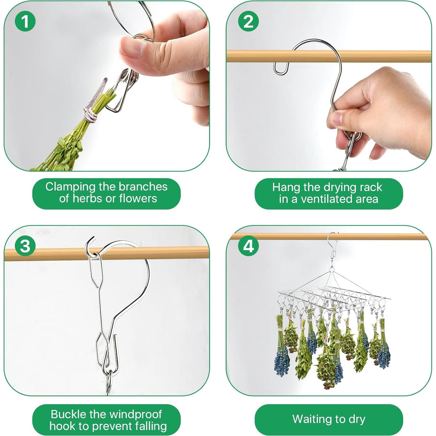 Estante de Secado de Hierbas Elesunory 4 Niveles Acero Inoxidable