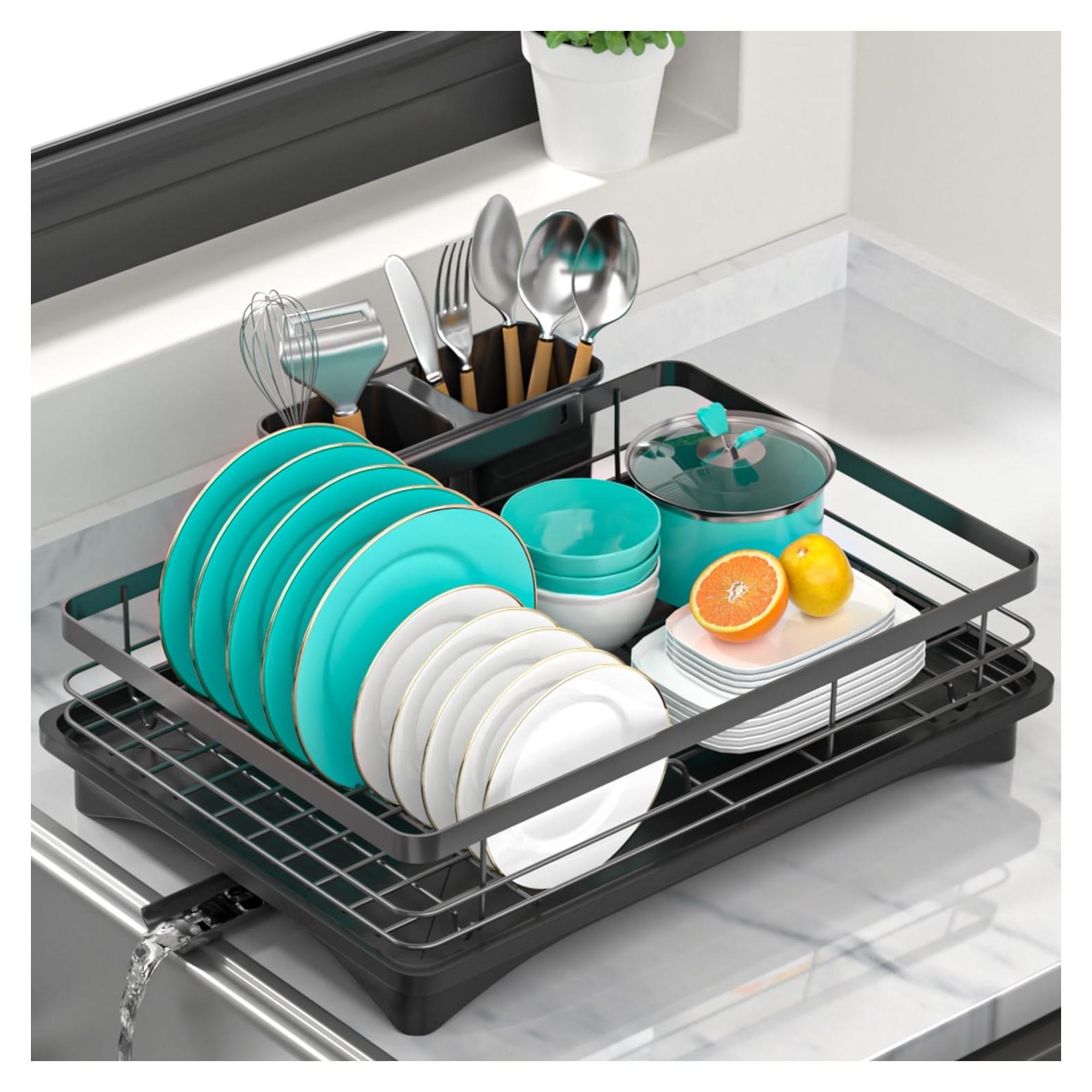 Escurridor de Platos Vepsens Negro 42x29 cm Drenaje Automático