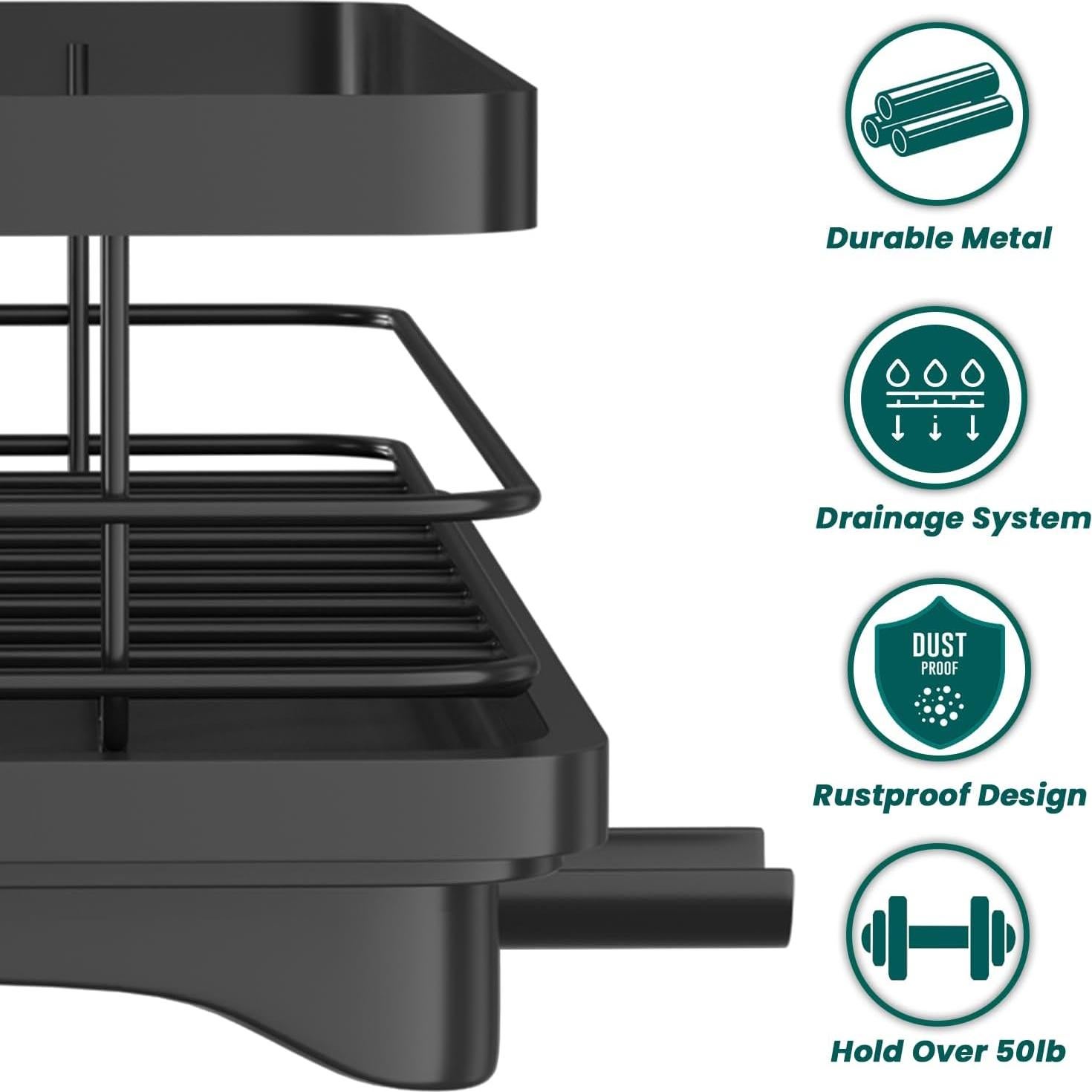 Escurridor de Platos Vepsens Negro 42x29 cm Drenaje Automático