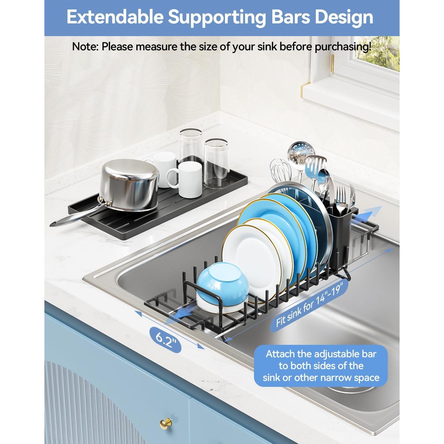 Escurridor de Platos LIONONLY Extensible Negro 36 cm