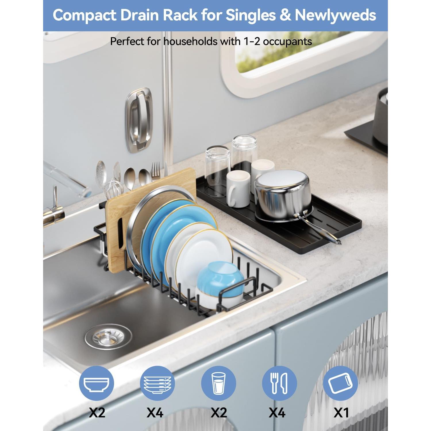 Escurridor de Platos LIONONLY Extensible Negro 36 cm