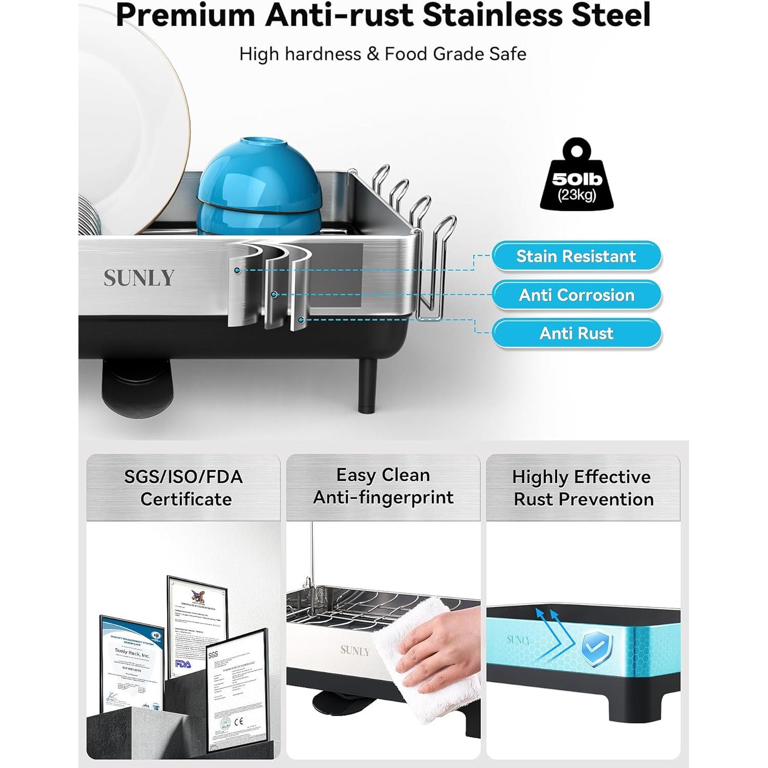 Escurridor de Platos Expandible SUNLY Acero Inoxidable 2,4 kg