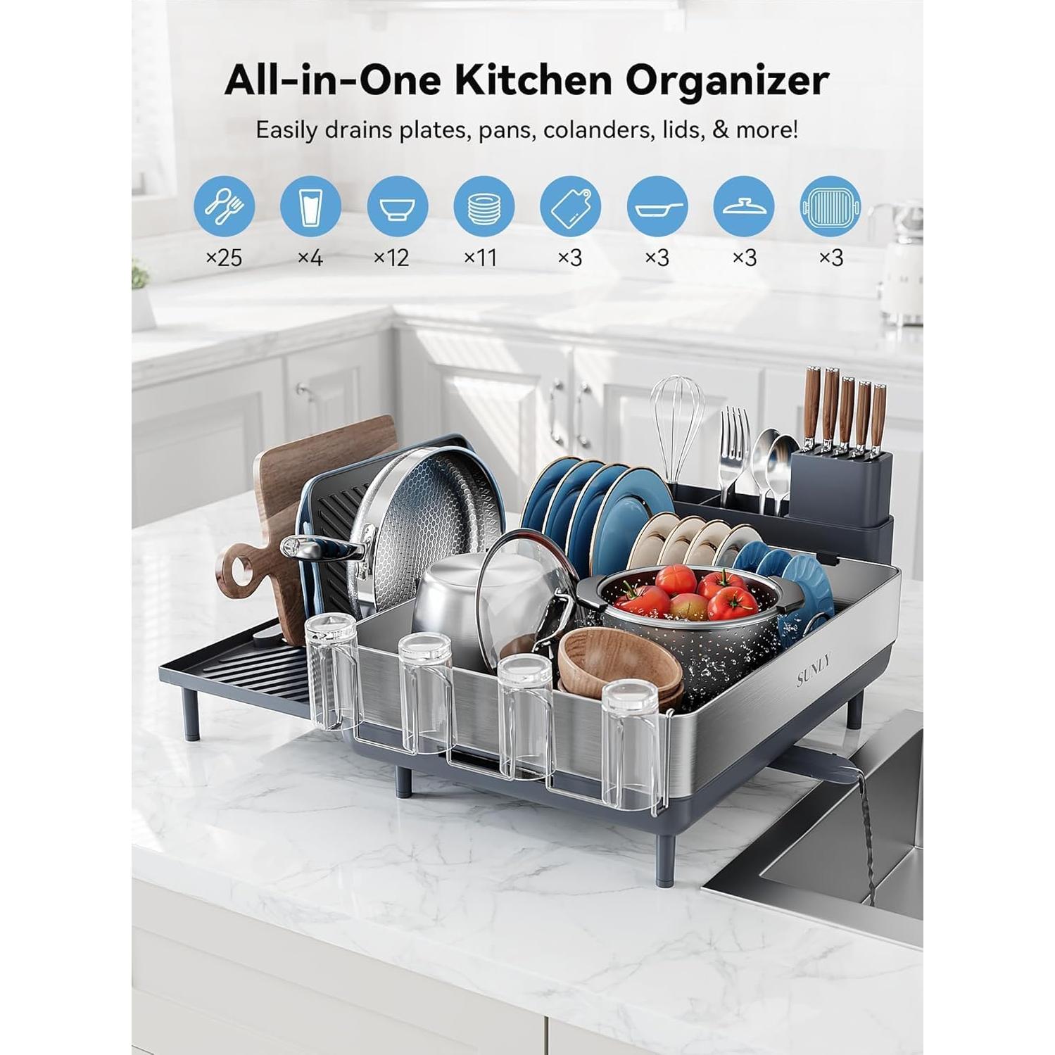 Escurridor de Platos Expandible SUNLY Acero Inoxidable 2,4 kg