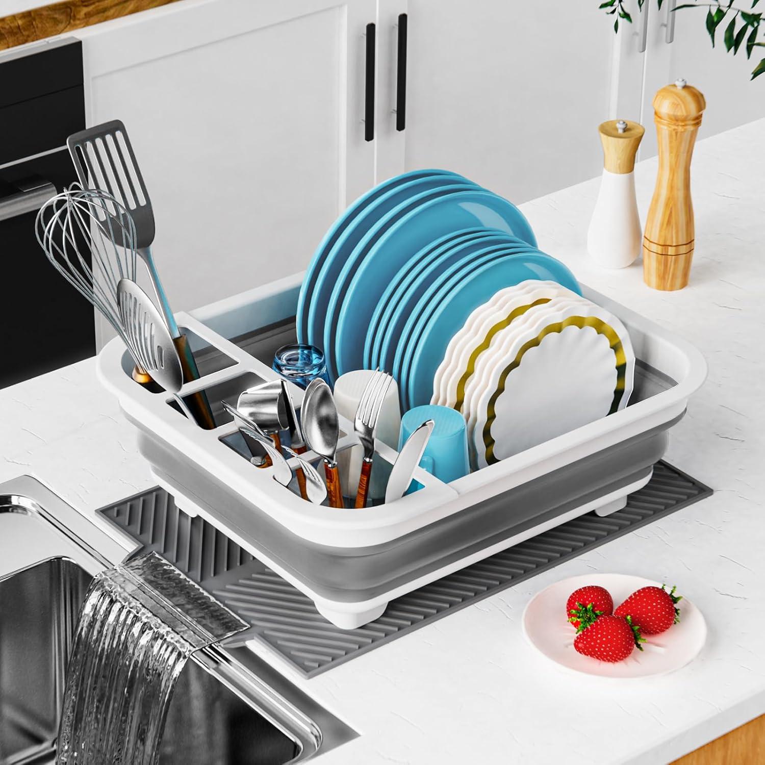 Escurridor de Platos Plegable udNmlaiebot 35,5x30,5cm Gris