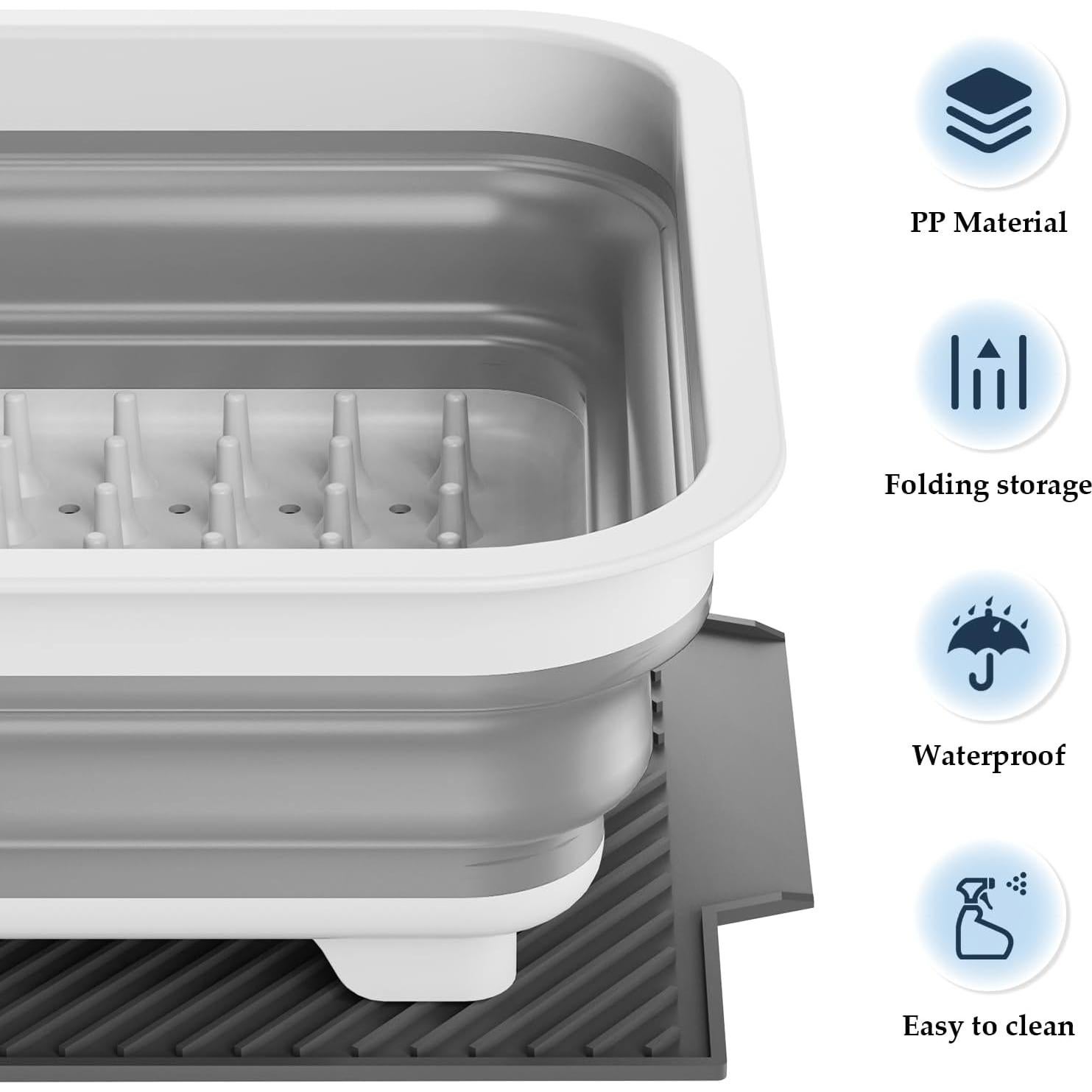 Escurridor de Platos Plegable udNmlaiebot 35,5x30,5cm Gris
