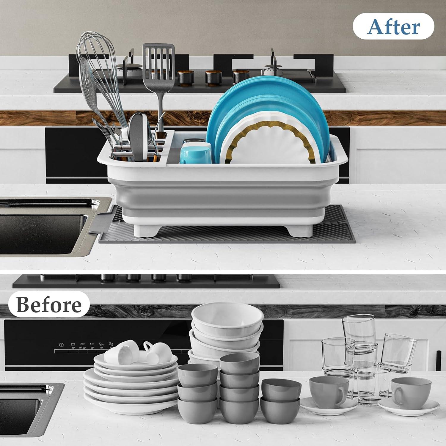 Escurridor de Platos Plegable udNmlaiebot 35,5x30,5cm Gris