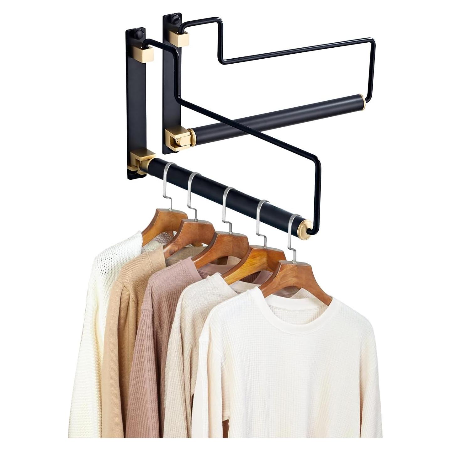 Perchero Plegable Montado en Pared NEWRAIN Negro 32 cm