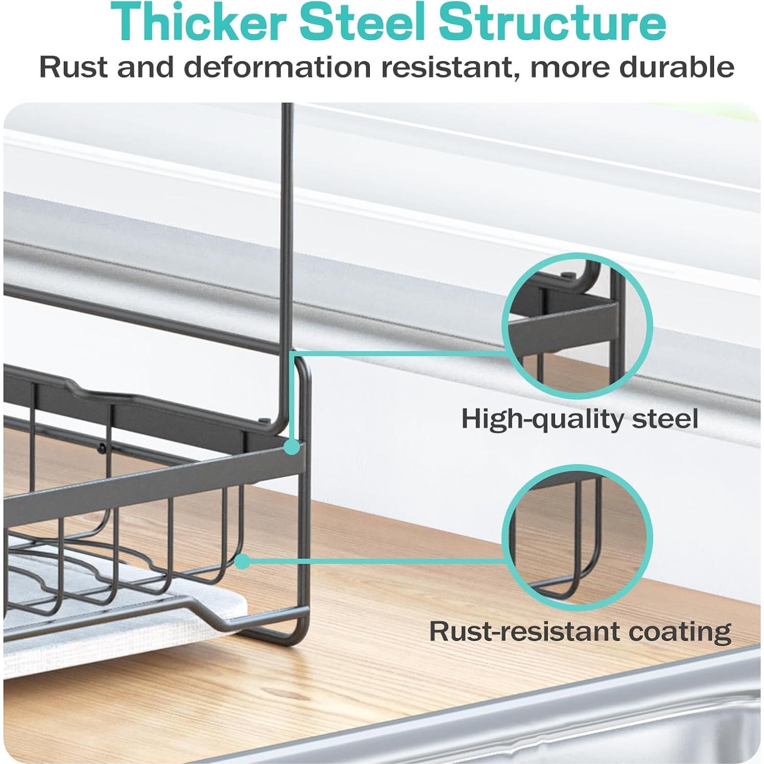Escurridor de Platos VABNEER 2 Niveles Acero Inoxidable Negro