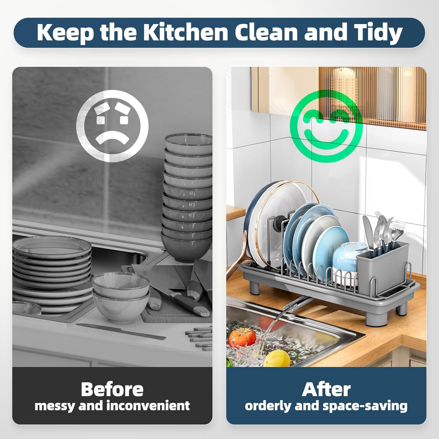 Estante Secador de Platos SanDream Pequeño Gris 41.91x16.51cm