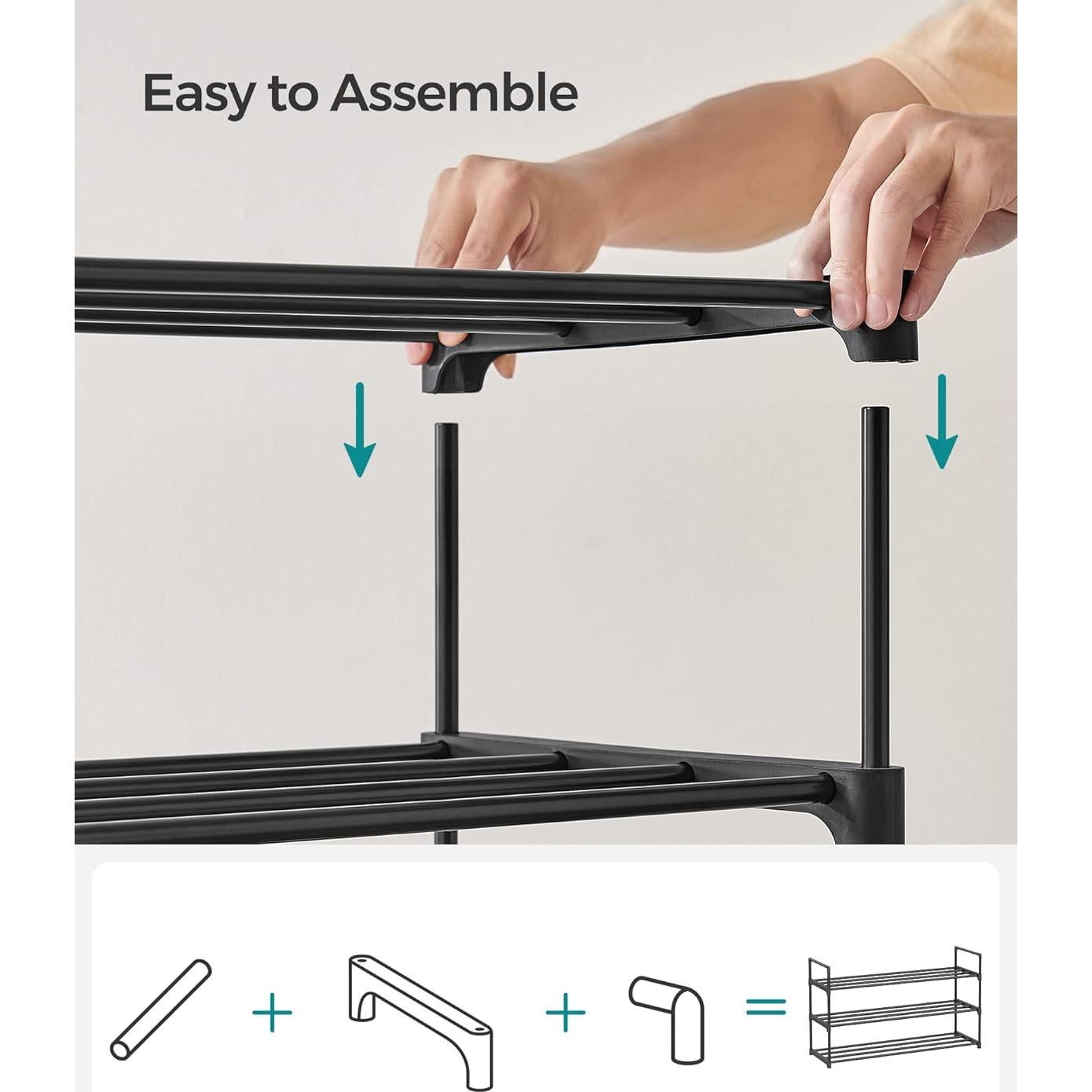 Estante para Zapatos SONGMICS 3 Niveles Metal Negro 92 cm